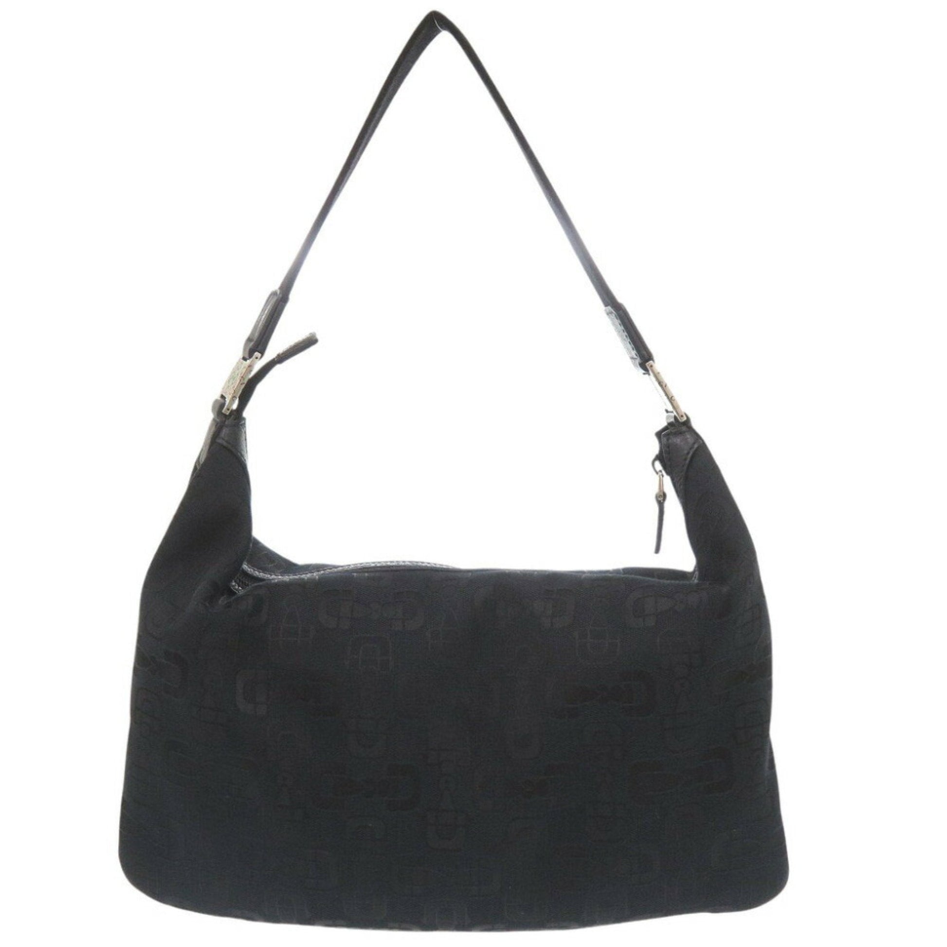 Gucci Horsebit Black Canvas Shoulder Bag