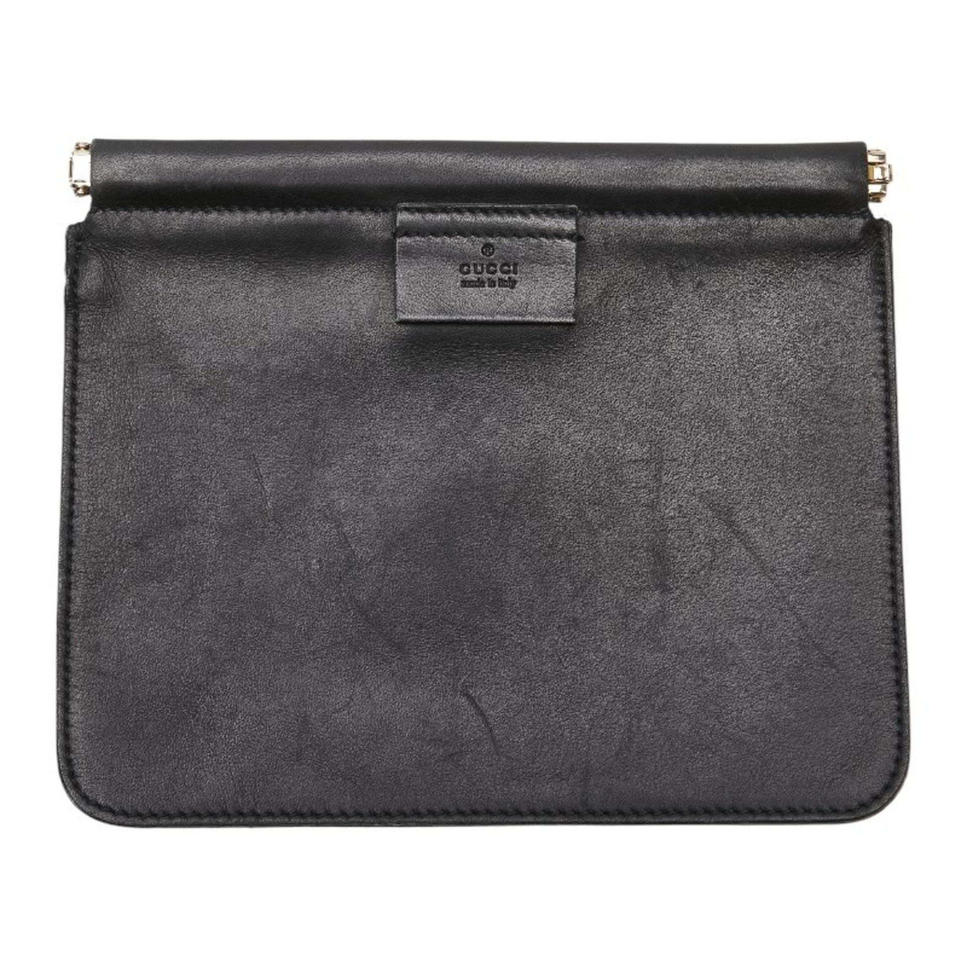 Gucci Black Leather Handbag Tote Bag