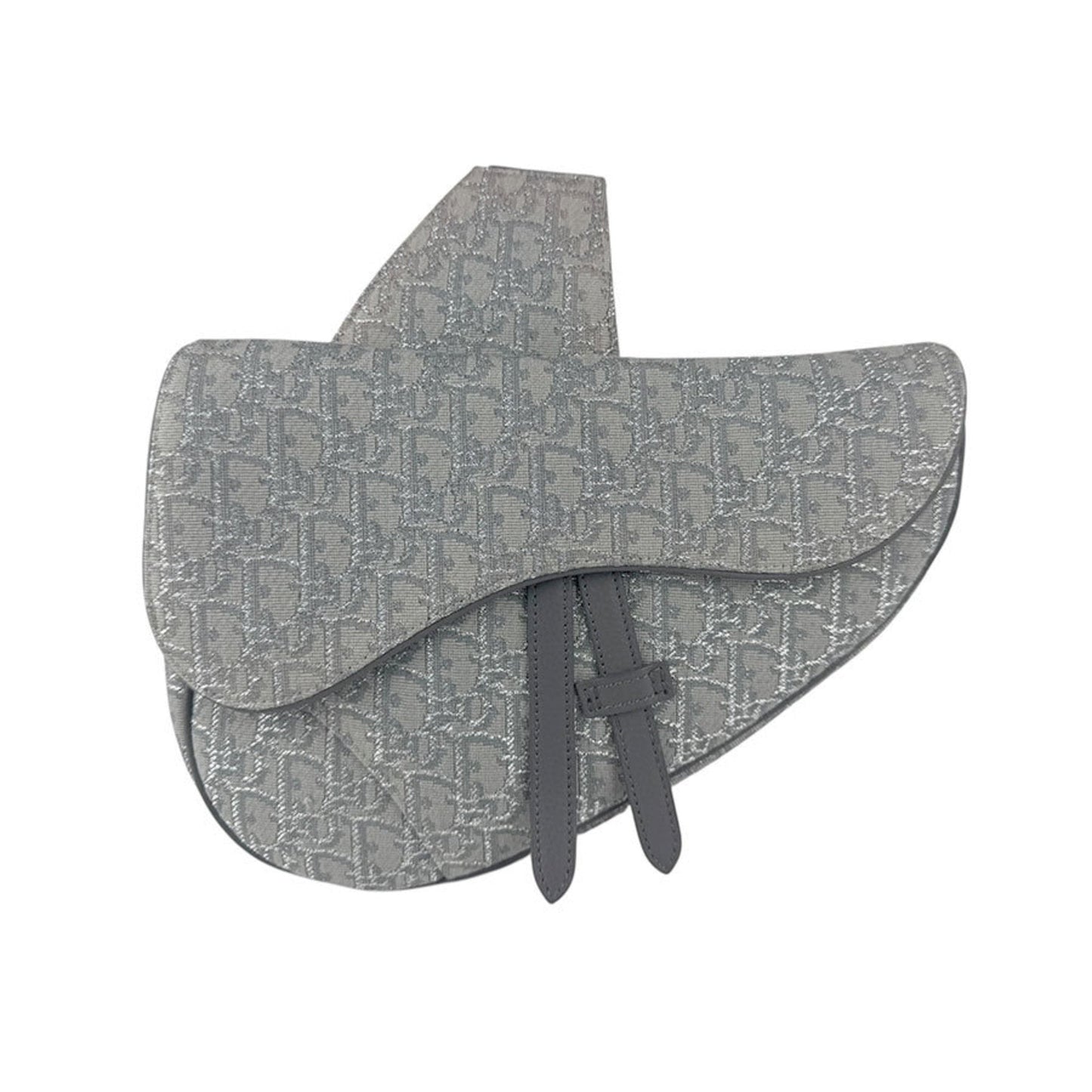 Dior Handbag Christian Saddle Bag Shoulder Bag Canvas Gray