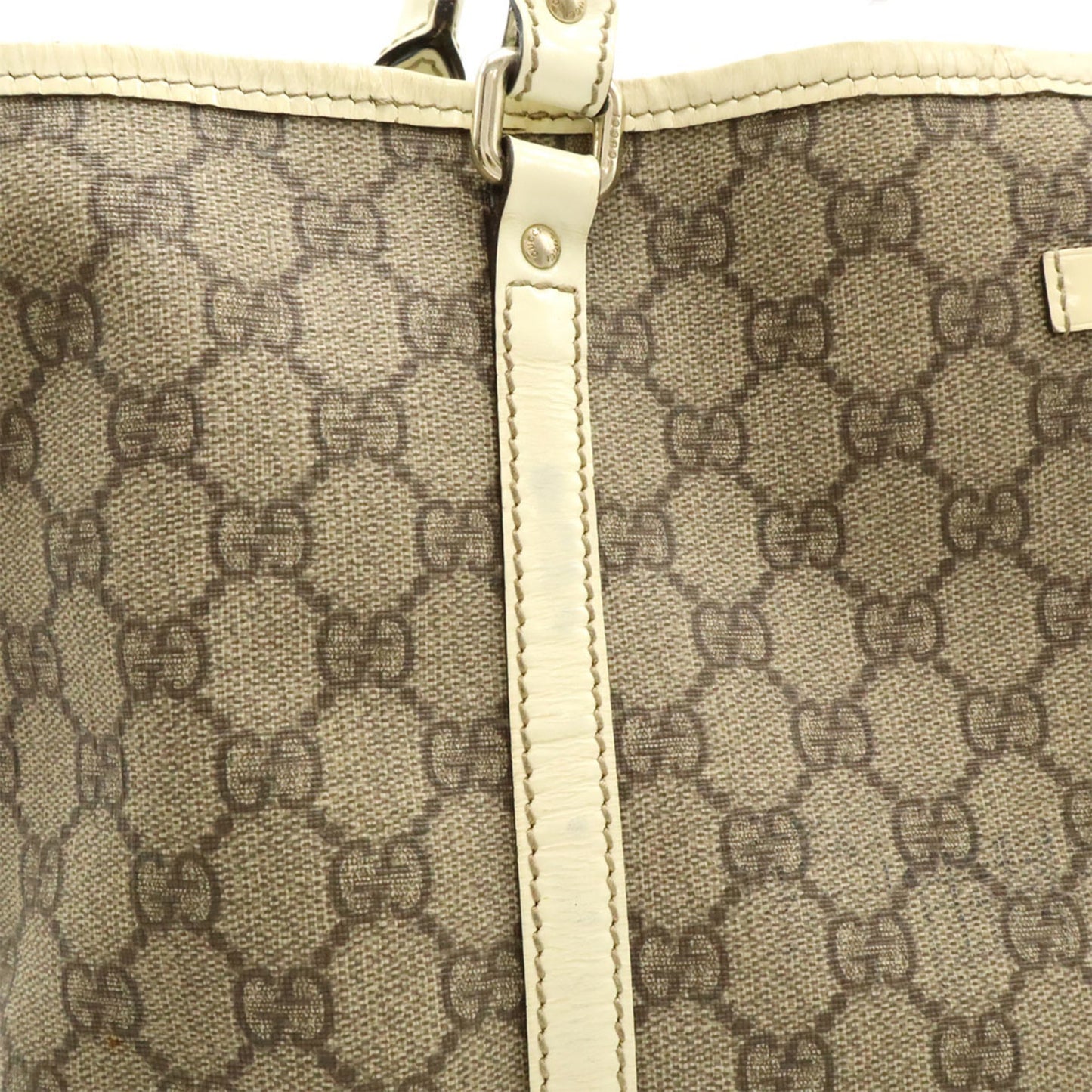 Gucci Dark Beige Ivory Gg Supreme Patent Leather Shoulder Bag Tote Bag