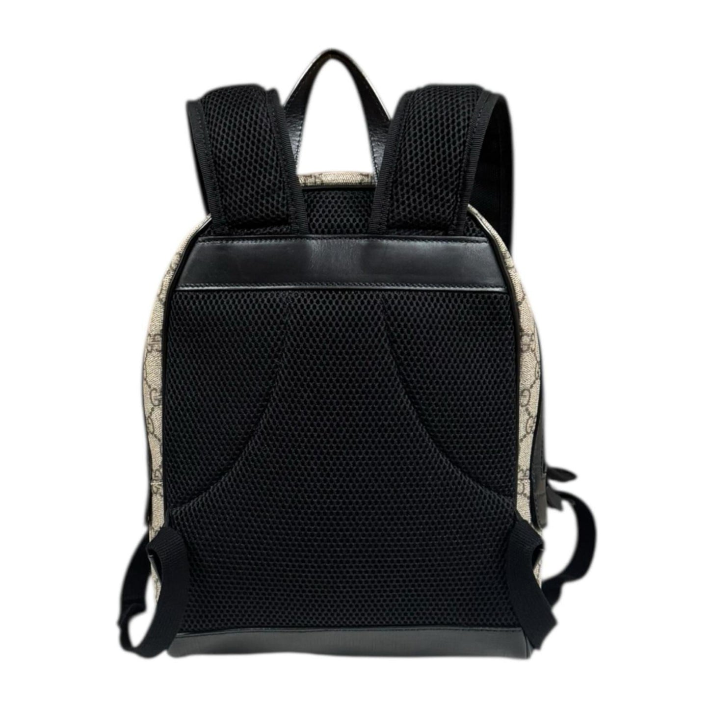 Gucci Beige Black Gg Supreme Canvas Backpack