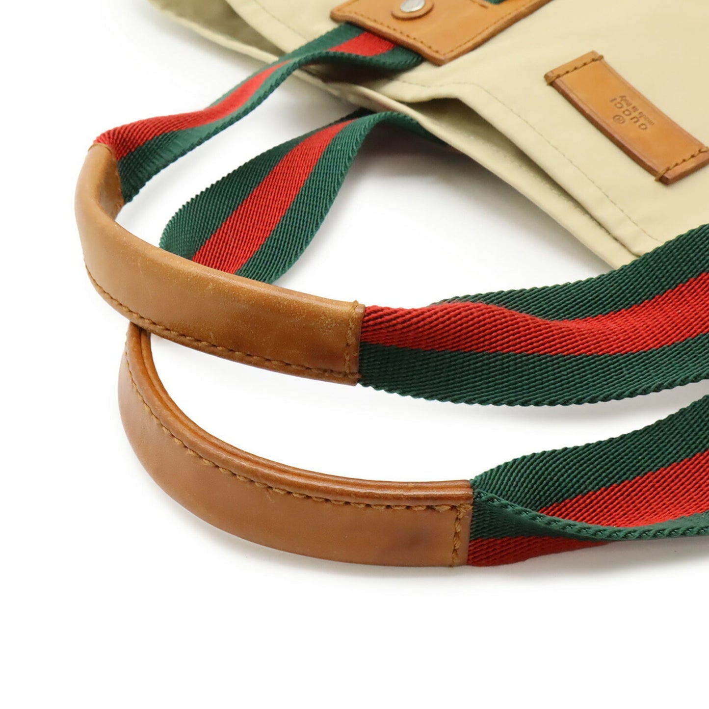 Gucci Sherry Line Beige Brown Green Red Color Canvas Leather Shoulder Bag Tote Bag