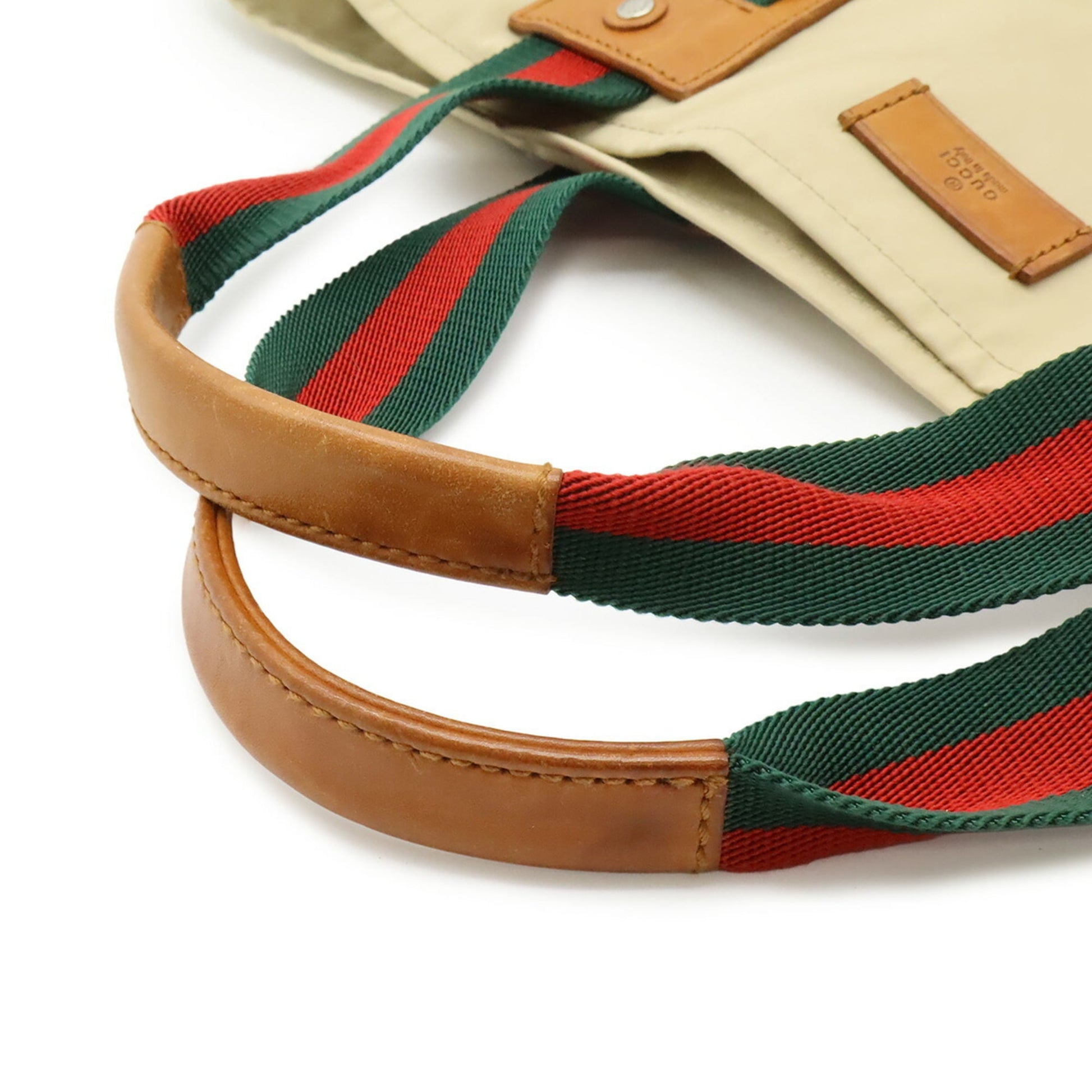 Gucci Sherry Line Beige Brown Green Red Color Canvas Leather Shoulder Bag Tote Bag