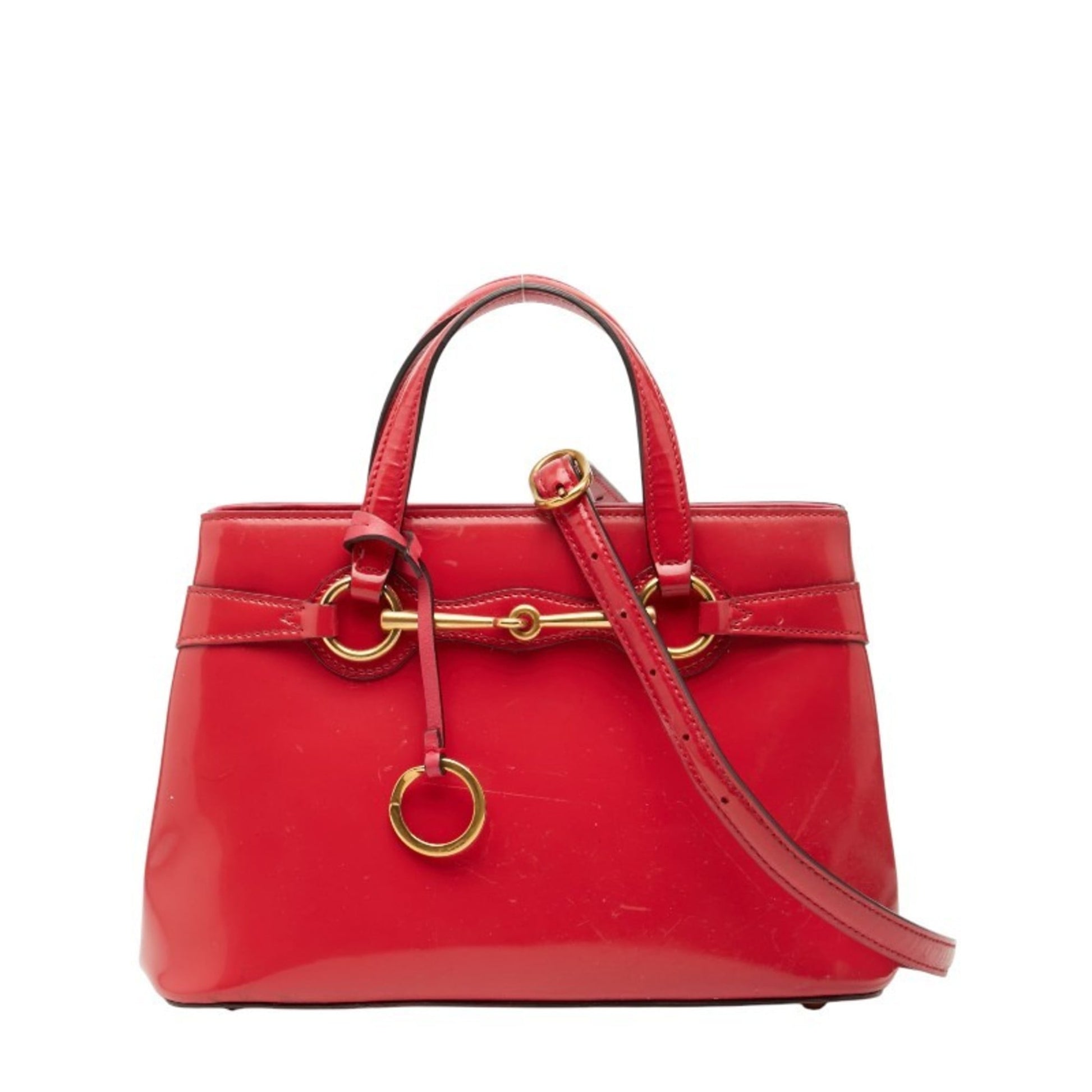 Gucci Red Color Patent Leather Handbag Shoulder Bag