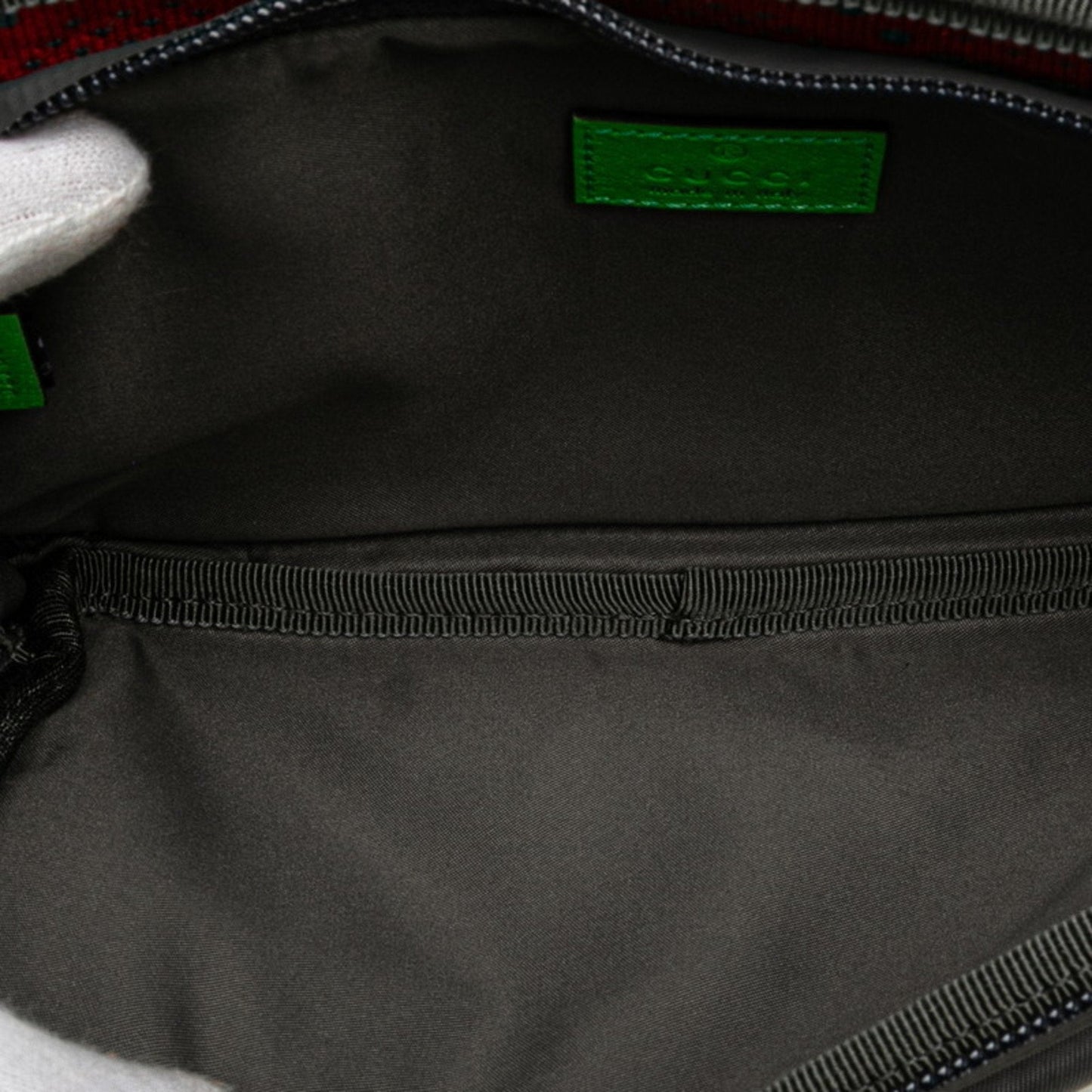 Gucci Gray Red Color Nylon Rubber Fanny Pack Sling Bag