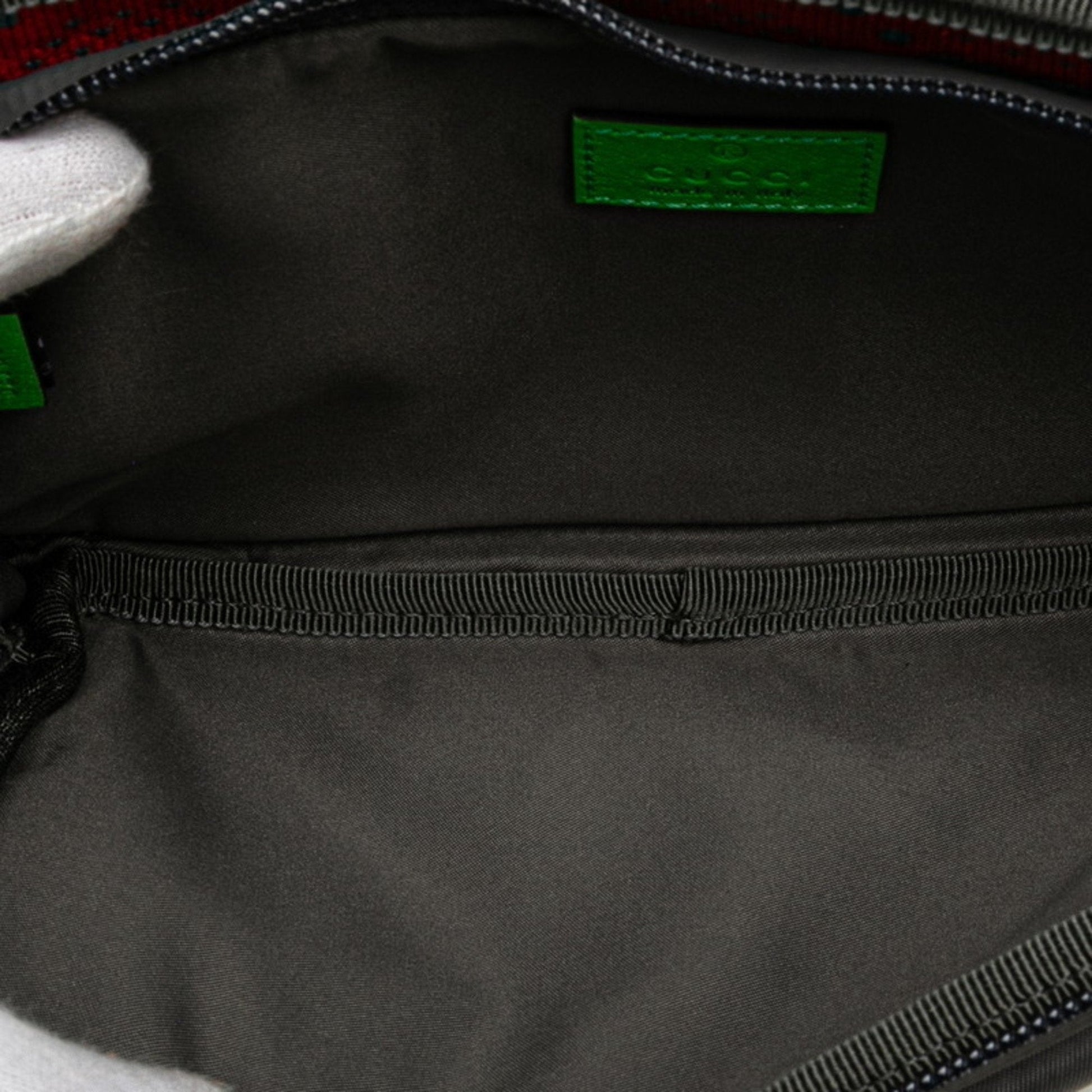 Gucci Gray Red Color Nylon Rubber Fanny Pack Sling Bag