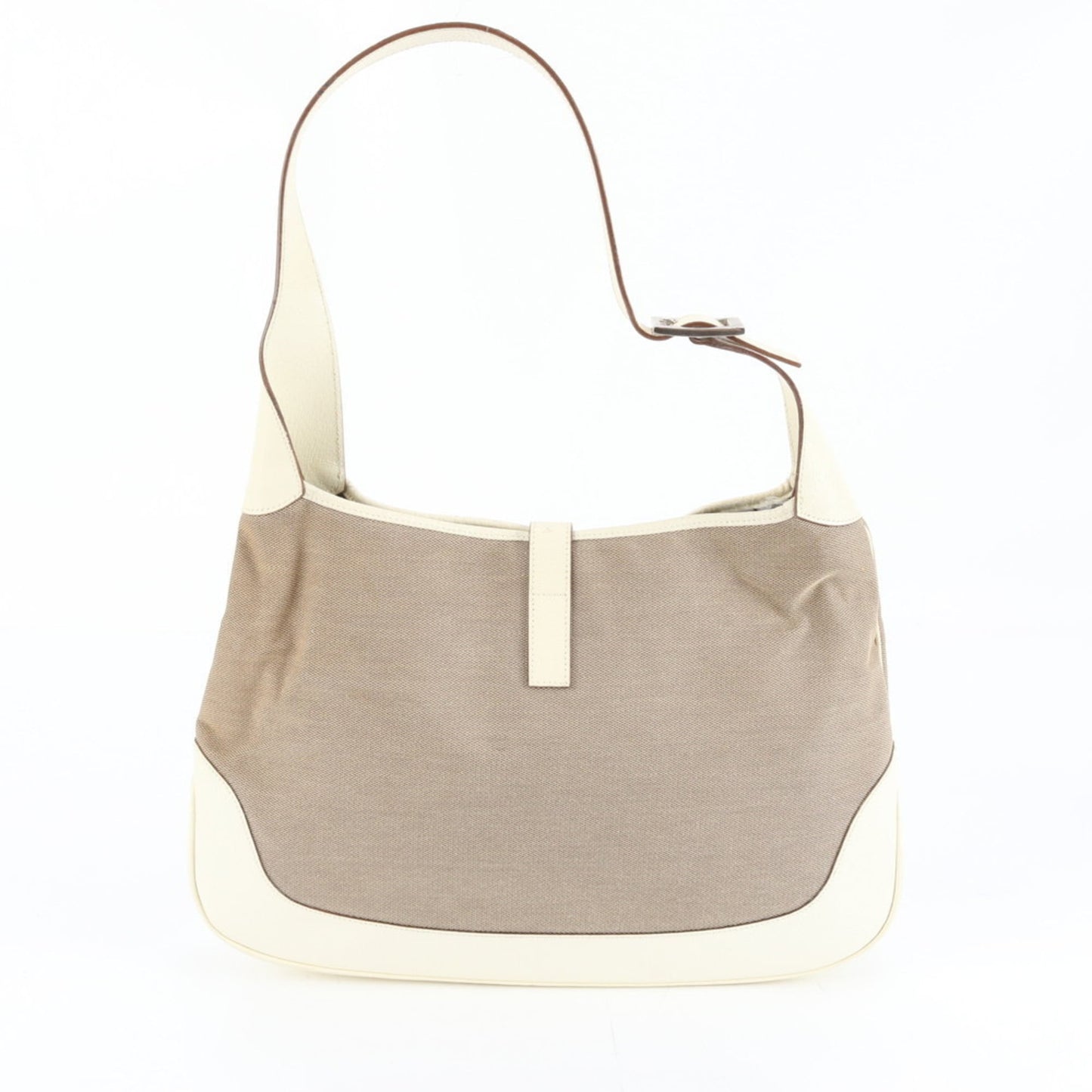 Gucci Beige Leather Canvas Shoulder Bag