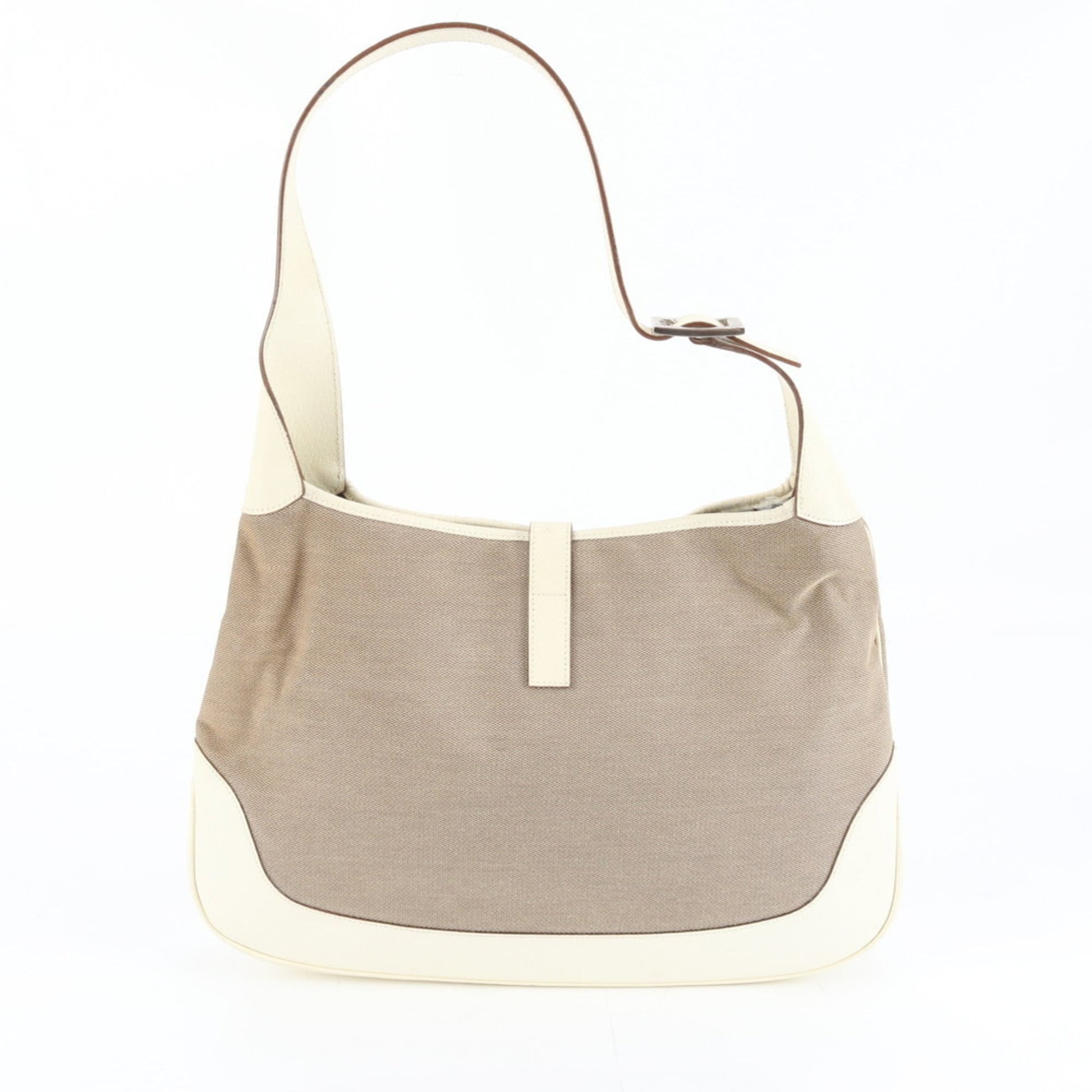 Gucci Beige Leather Canvas Shoulder Bag