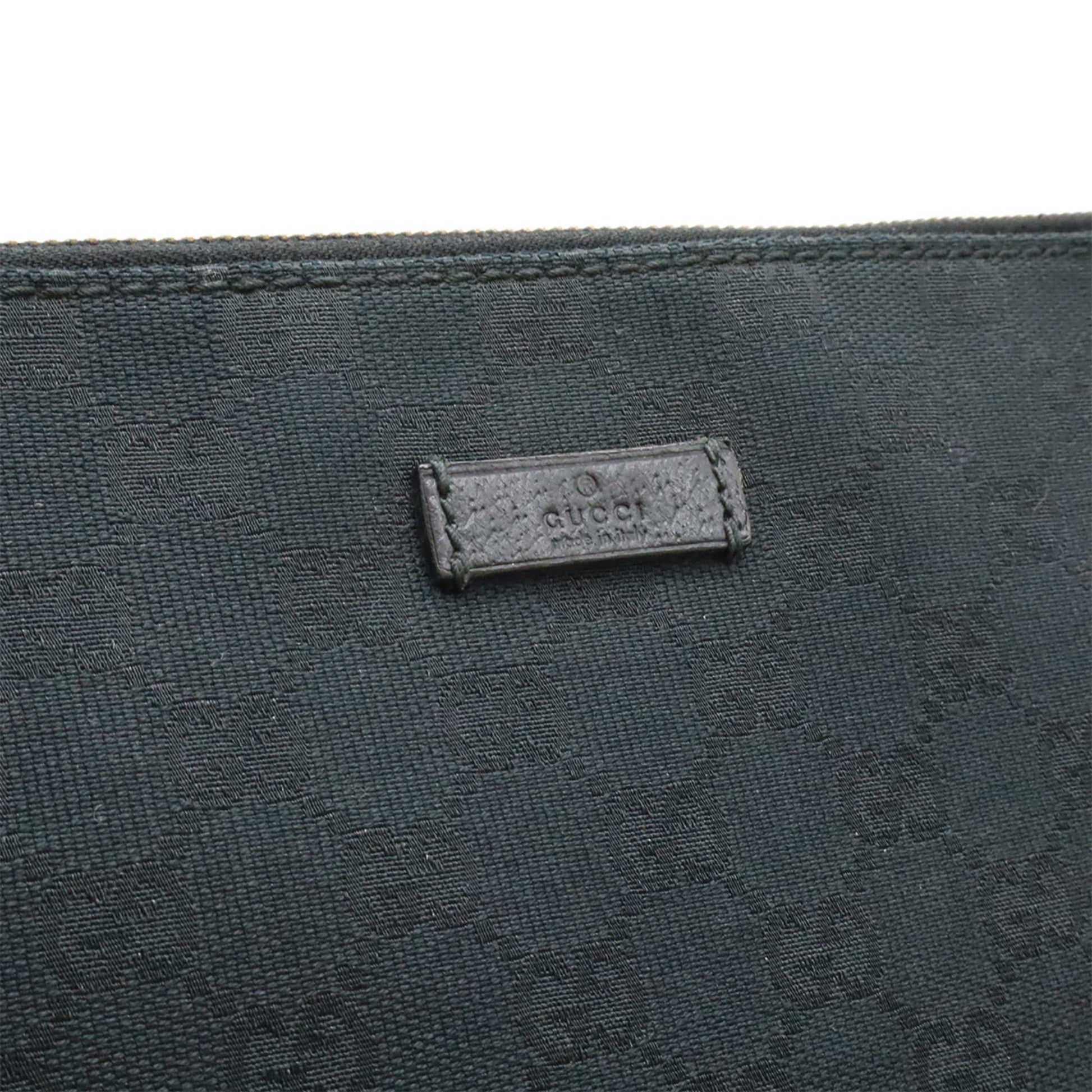 Gucci Black Gg Canvas Leather Shoulder Bag