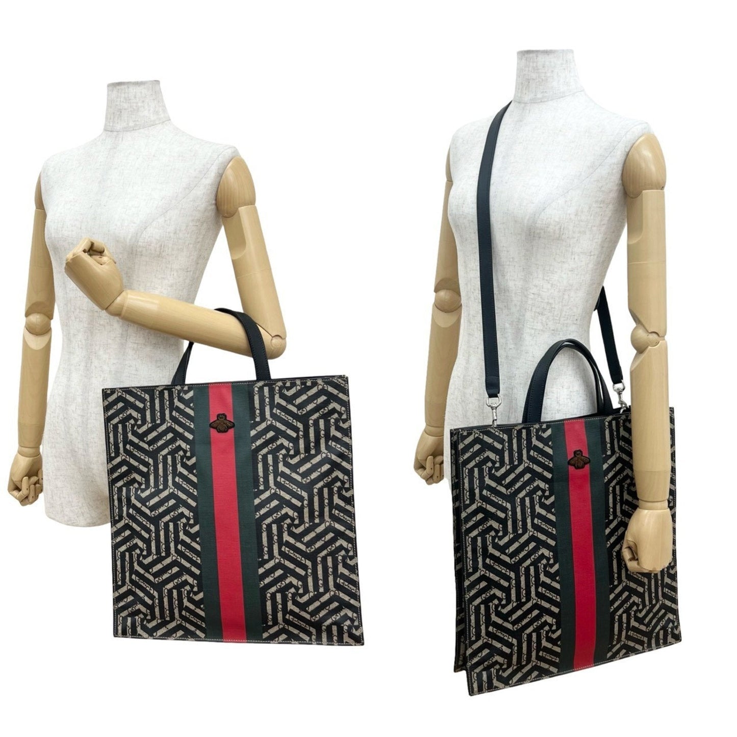 Gucci Black Brown Green Red Color Pvc Leather Handbag Shoulder Bag Tote Bag
