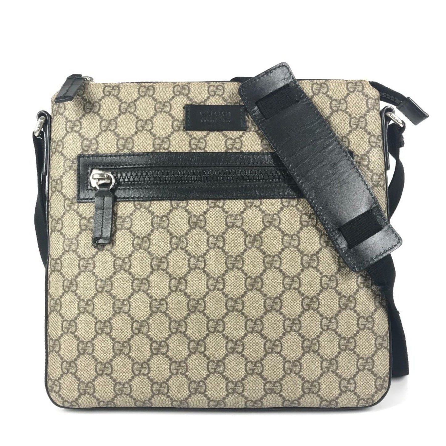 Gucci Beige Black Gg Supreme Leather Messenger Bag Shoulder Bag