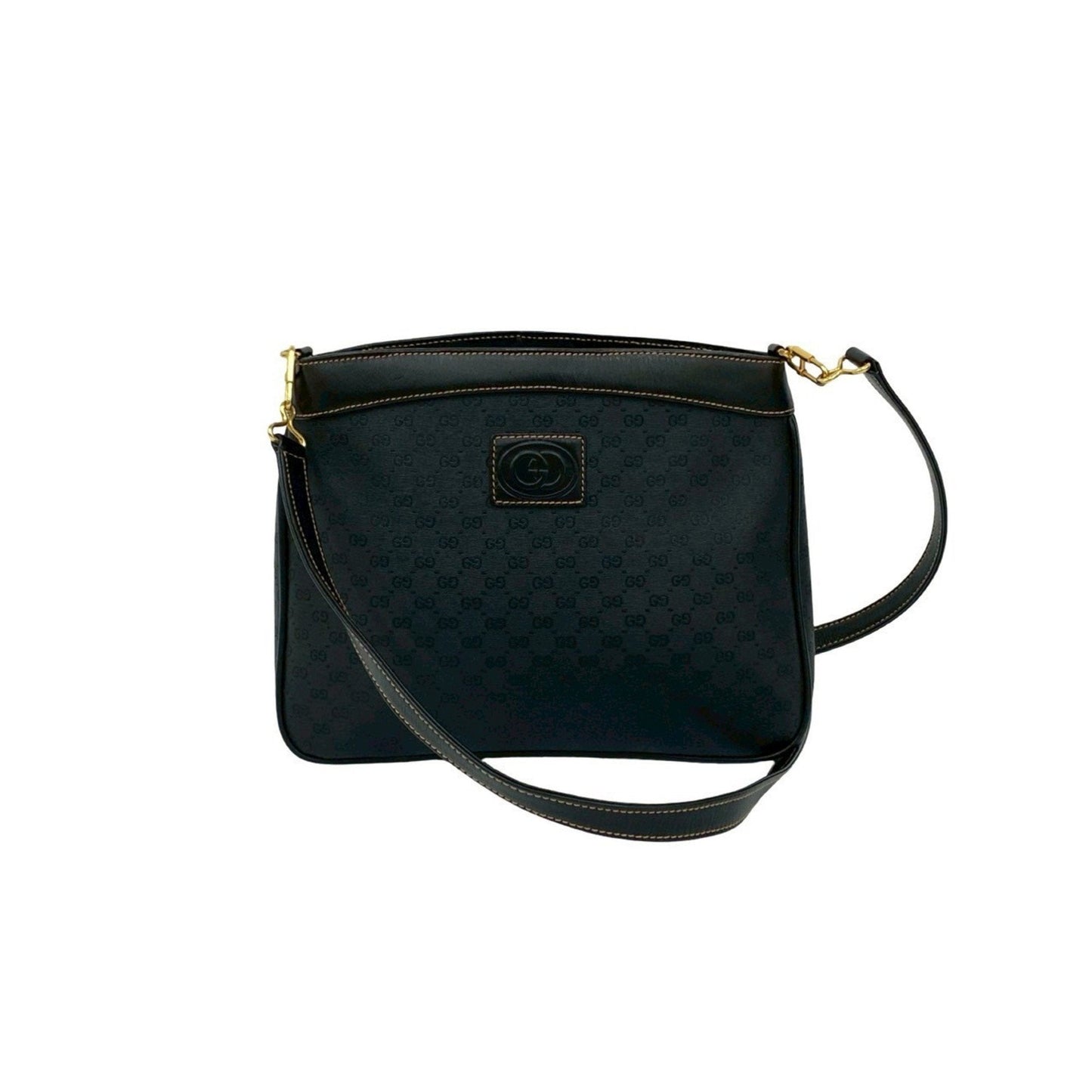 Gucci Black Leather Pvc Pochette Shoulder Bag