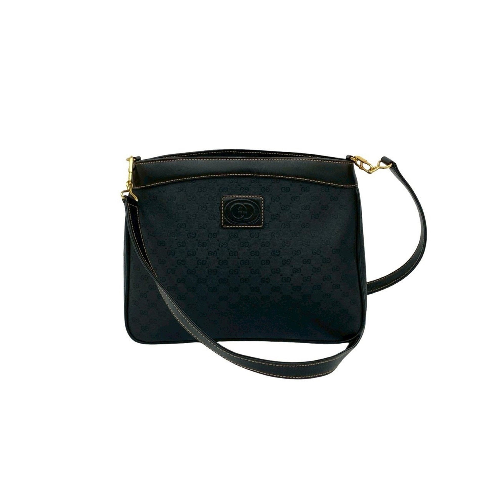 Gucci Black Leather Pvc Pochette Shoulder Bag