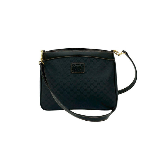 Gucci Black Leather Pvc Pochette Shoulder Bag