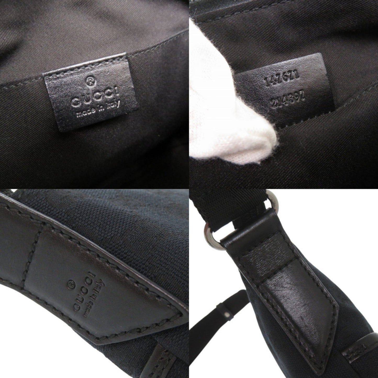 Gucci Gg Canvas Black Gg Canvas Leather Shoulder Bag