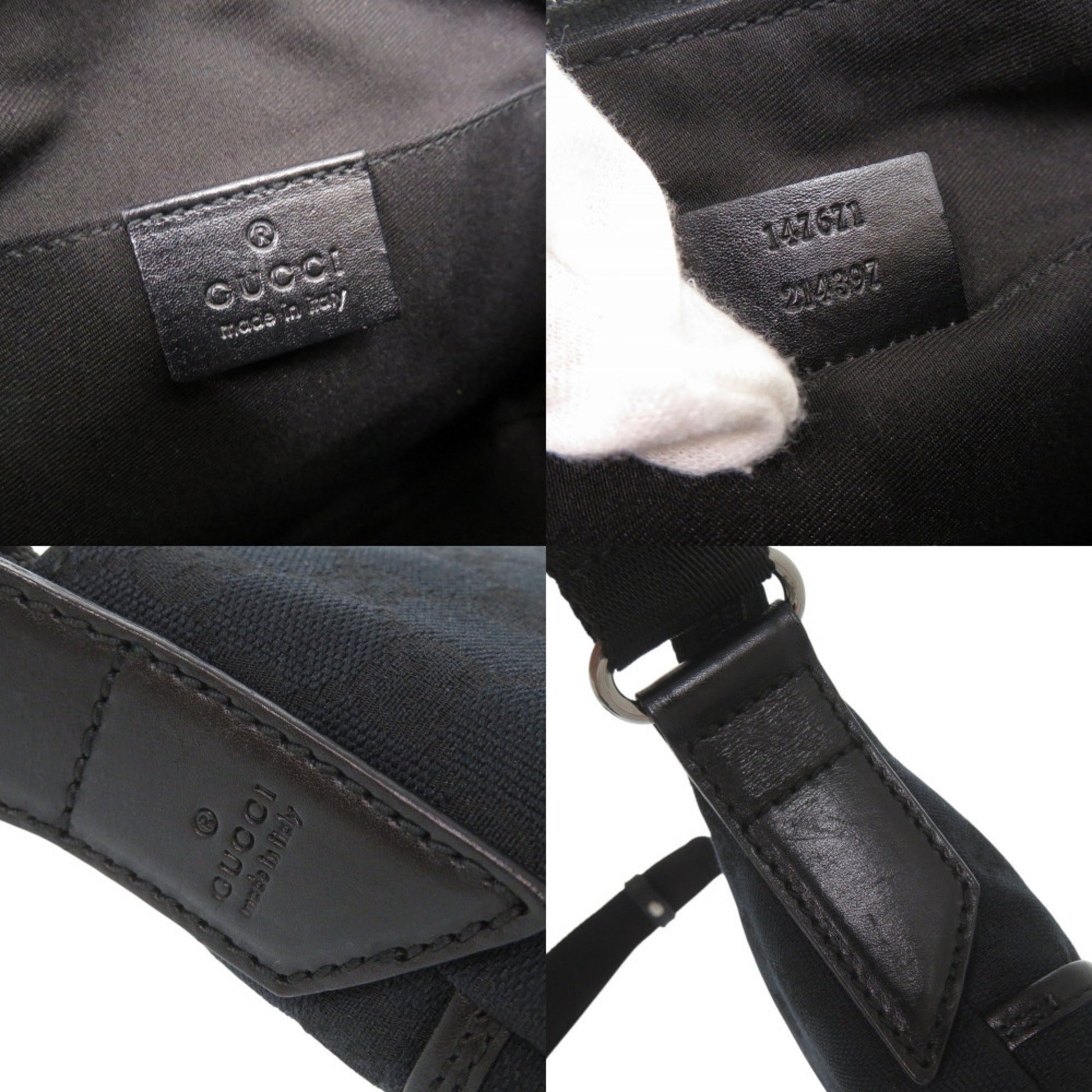 Gucci Gg Canvas Black Gg Canvas Leather Shoulder Bag