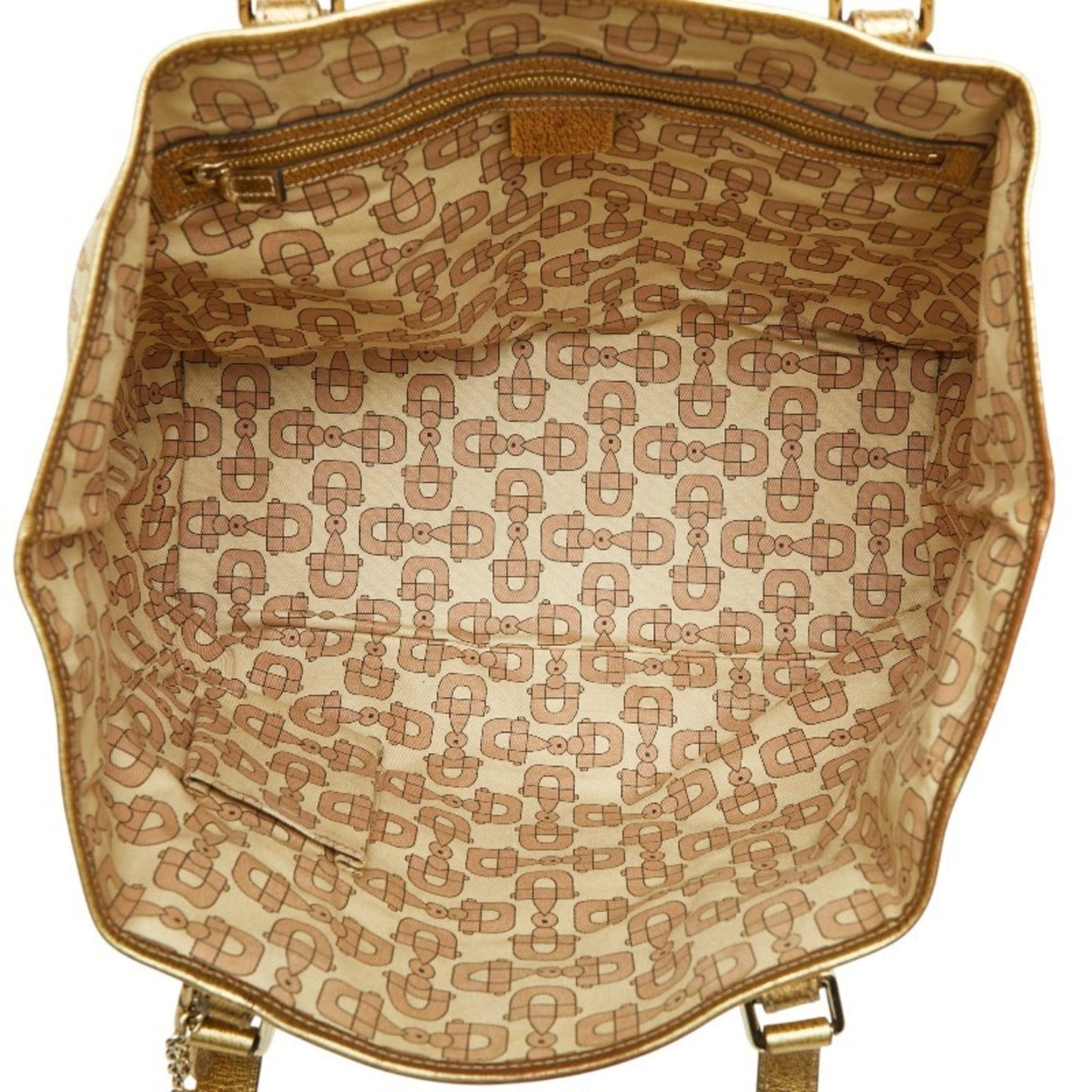 Gucci Brown Gold Canvas Leather Handbag Tote Bag