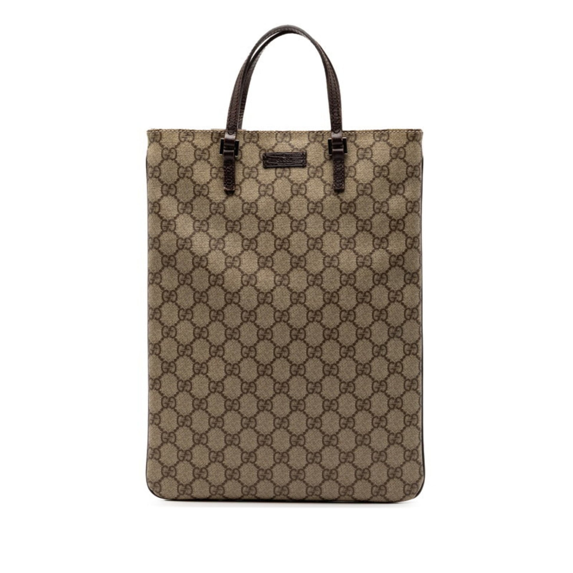 Gucci Beige Brown Pvc Leather Handbag Tote Bag