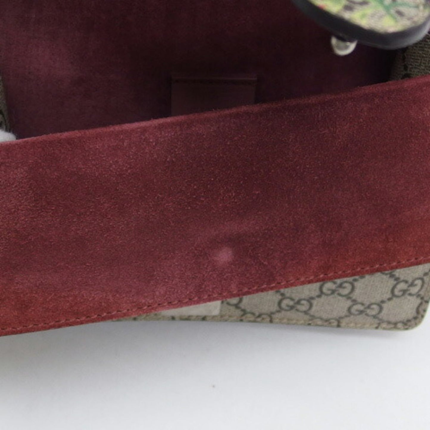 Gucci Beige Bordeaux Pink Coated Canvas Suede Shoulder Bag