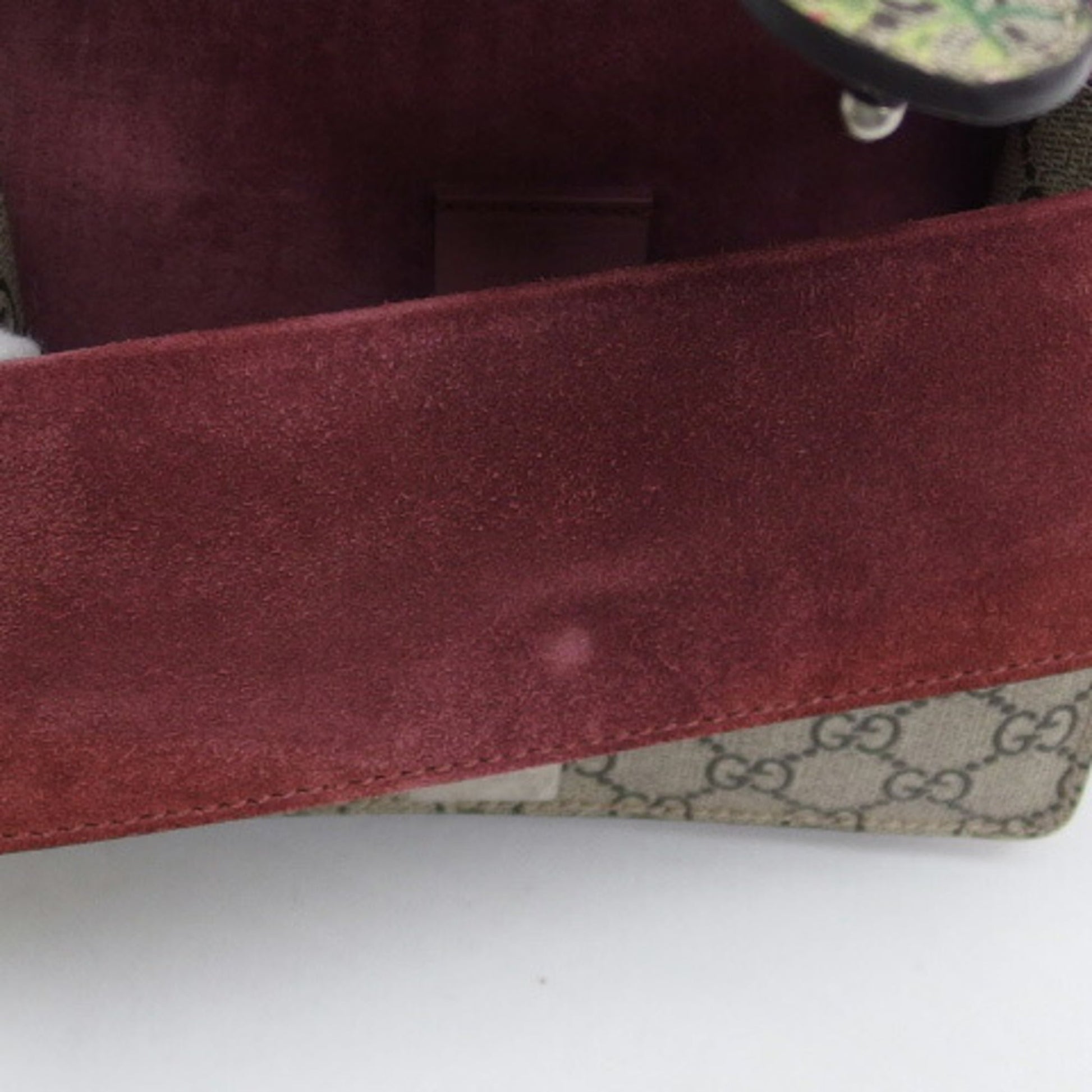Gucci Beige Bordeaux Pink Coated Canvas Suede Shoulder Bag