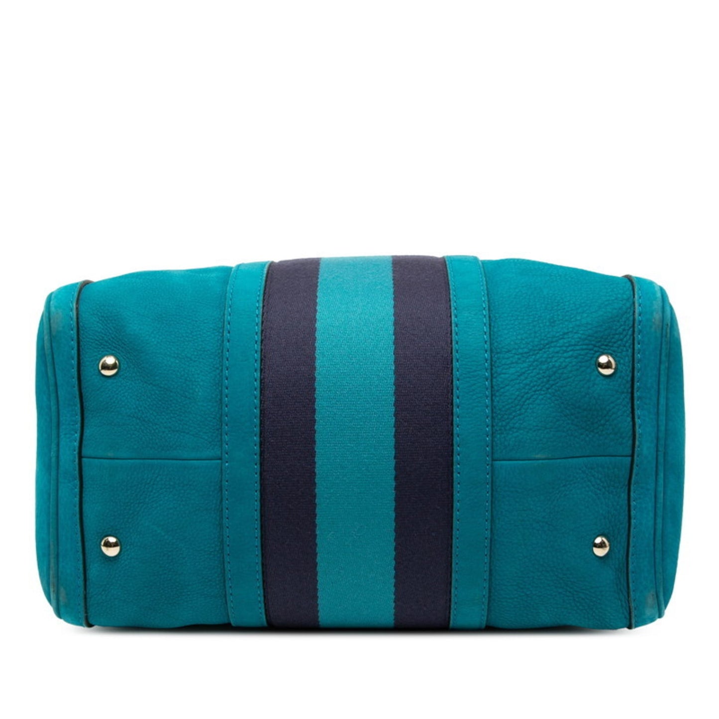 Gucci Light Blue Canvas Suede Boston Bag Shoulder Bag