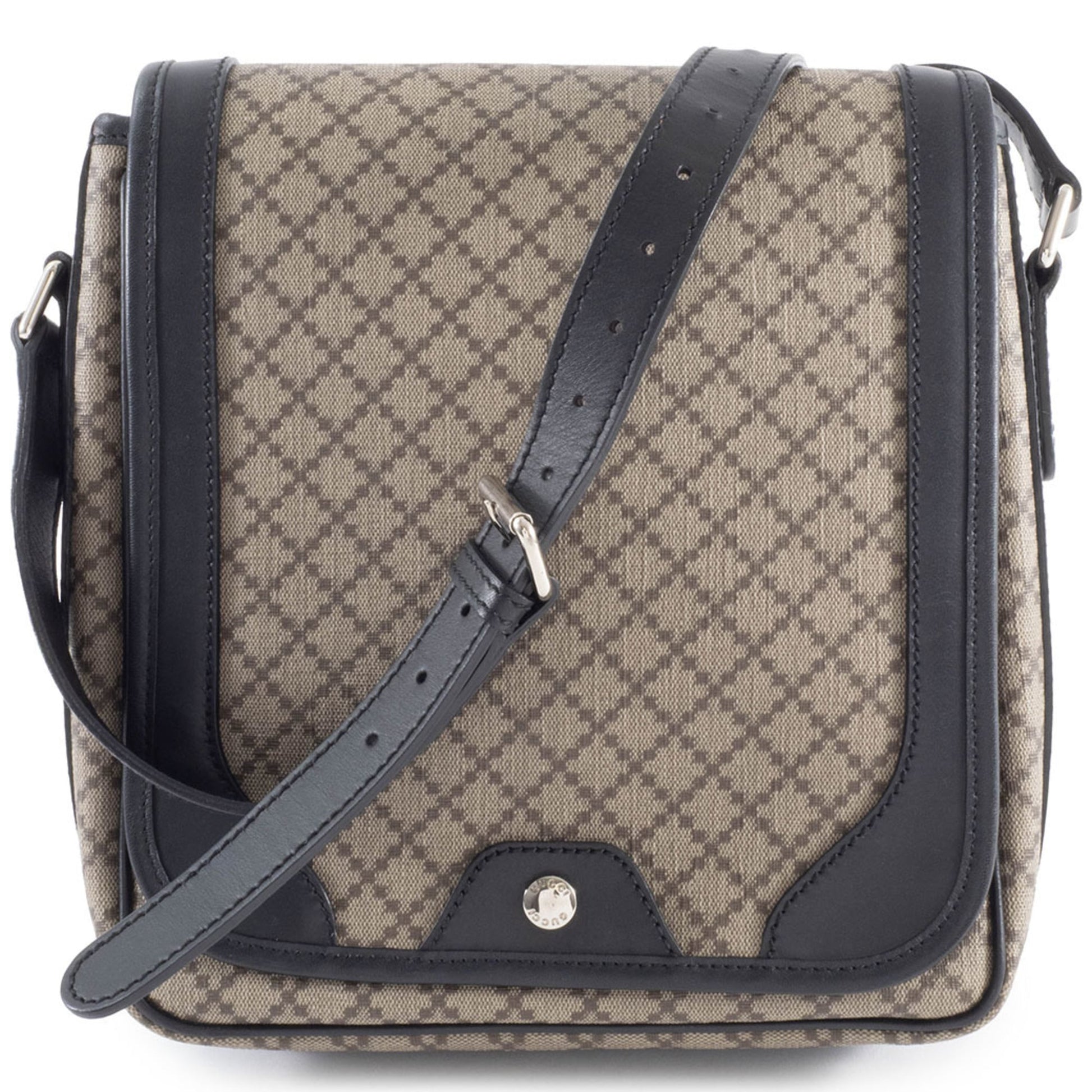 Gucci Beige Black Pvc Leather Shoulder Bag