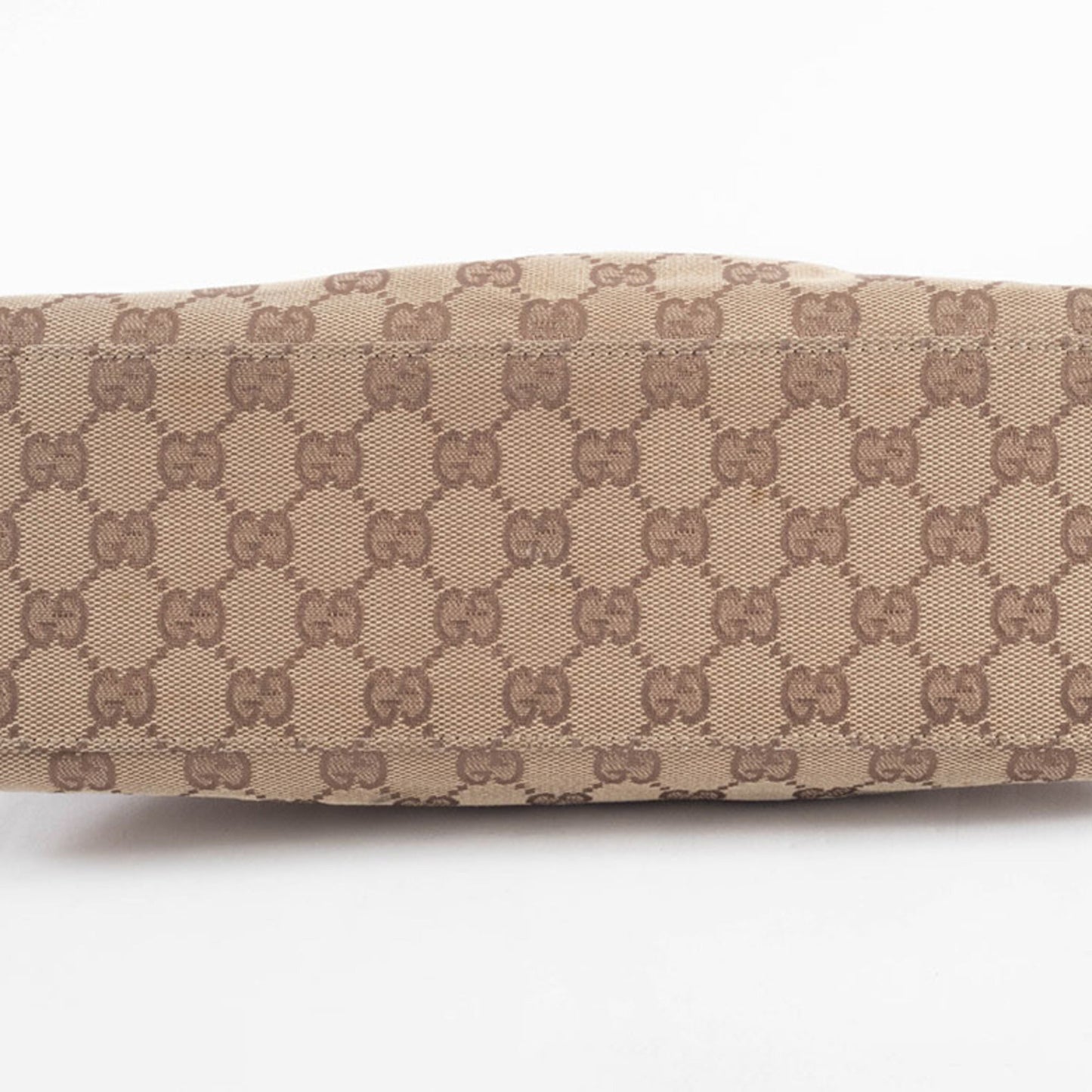 Gucci Beige Black Bamboo Canvas Handbag
