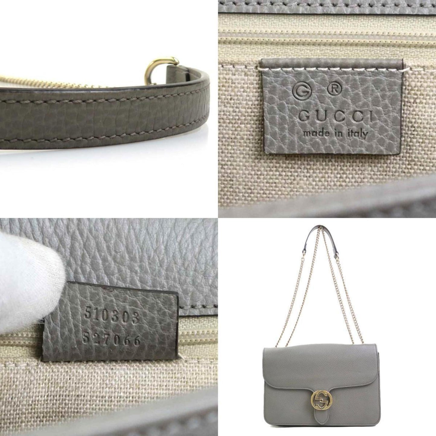 Gucci Gray Leather Shoulder Bag