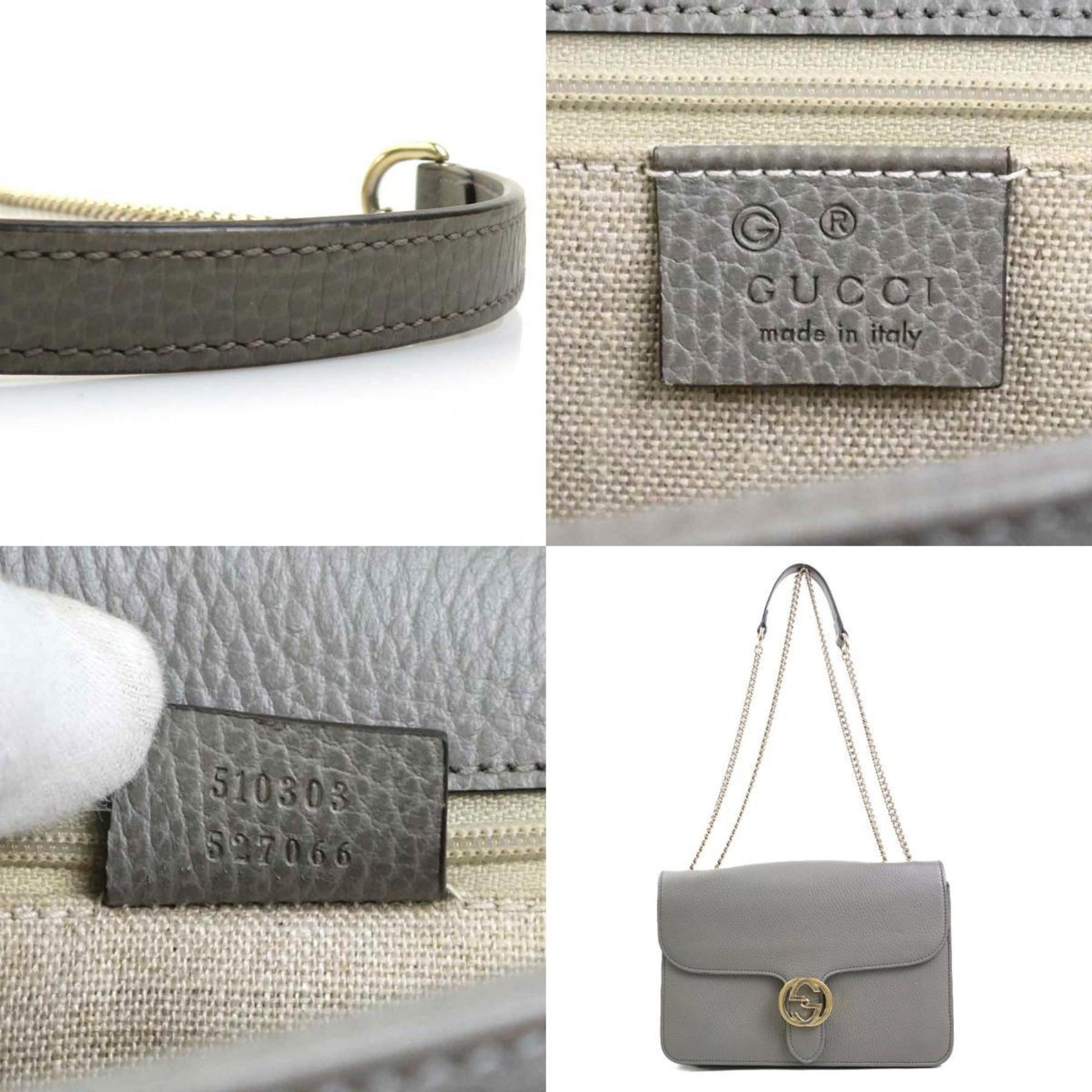 Gucci Gray Leather Shoulder Bag
