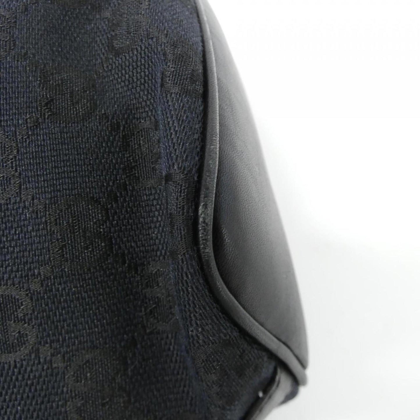 Gucci Black Gg Canvas Leather Shoulder Bag