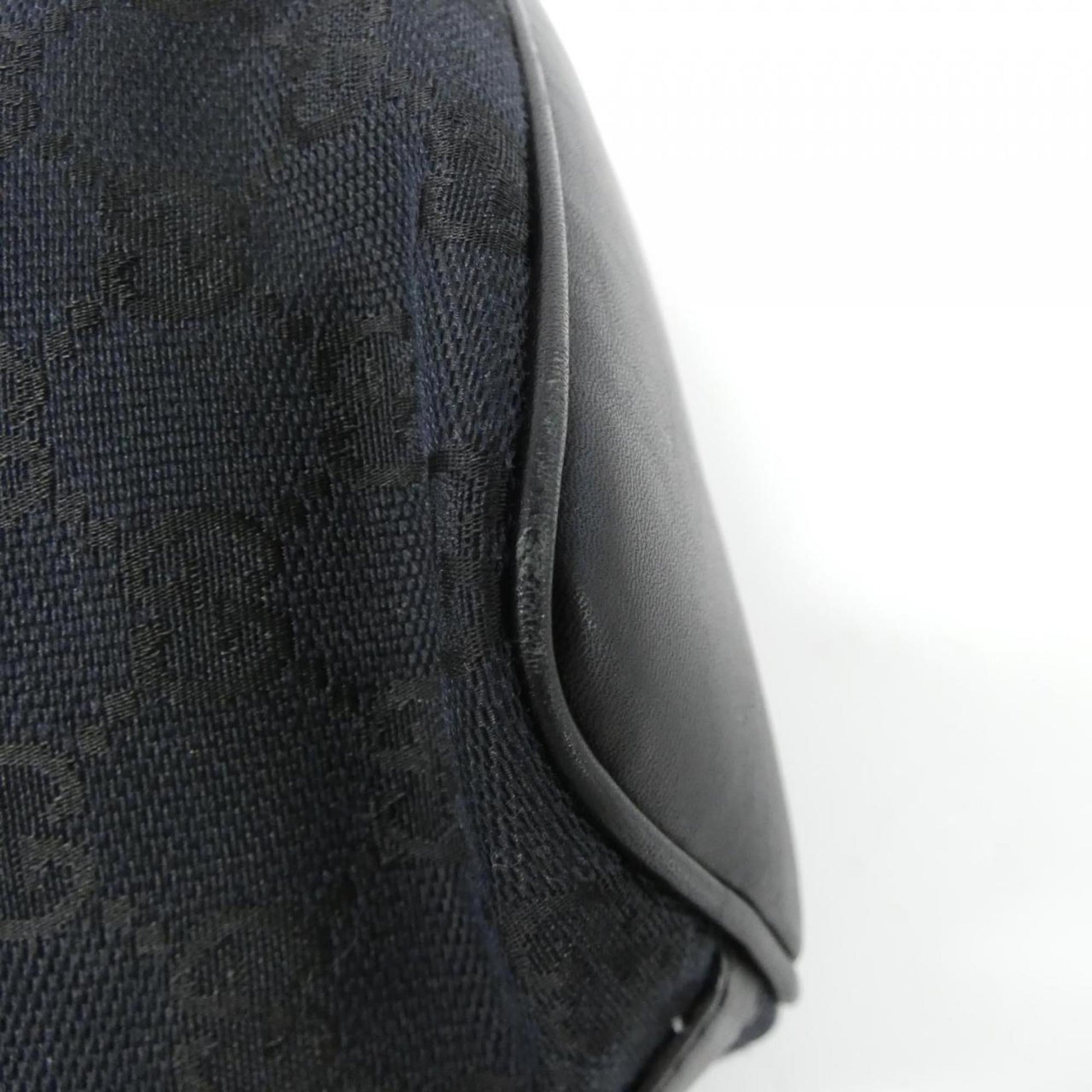 Gucci Black Gg Canvas Leather Shoulder Bag