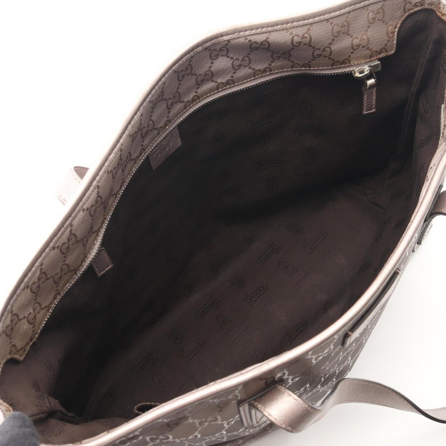 Gucci Gg Imprimé Brown Pvc Coated Canvas Leather Tote Bag