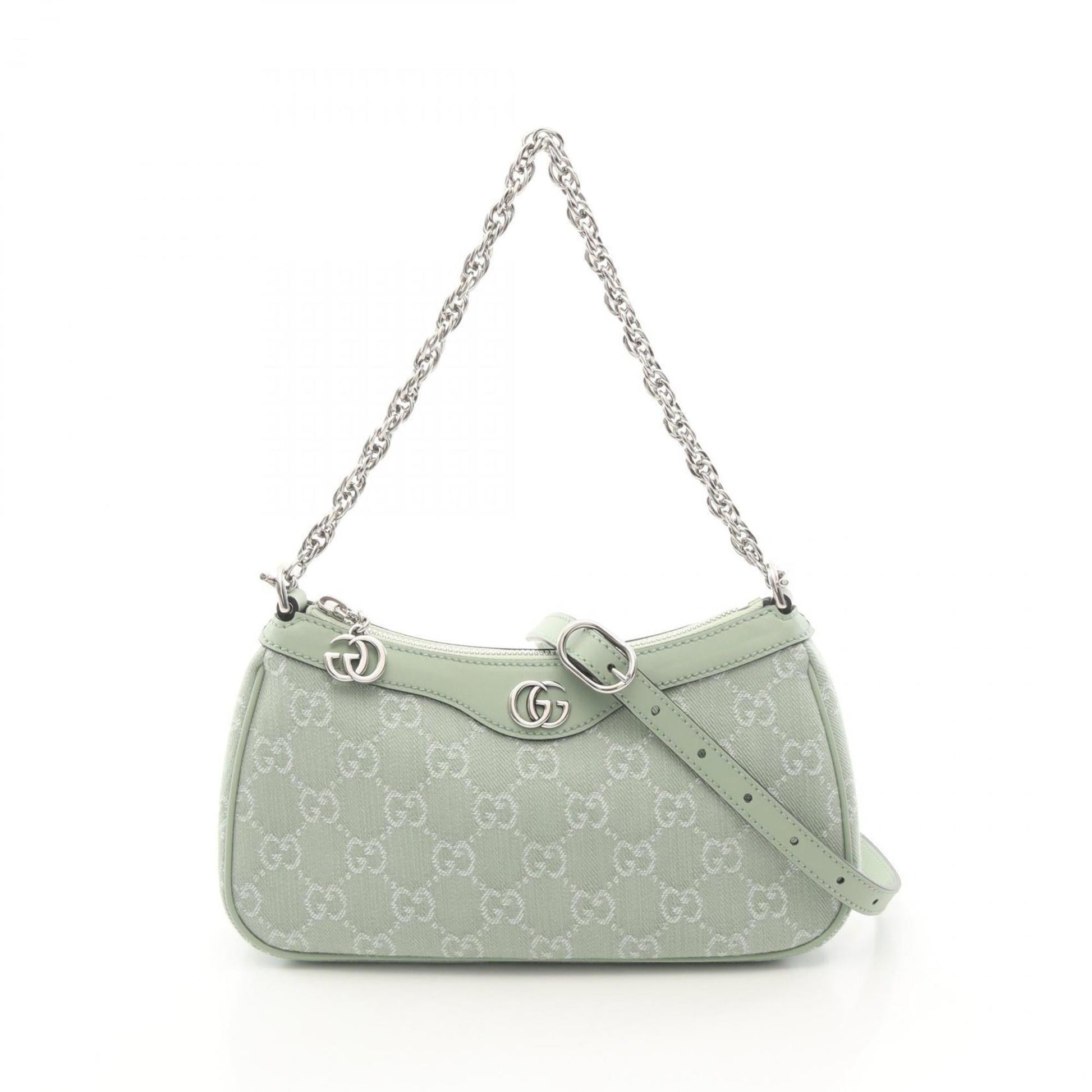 Gucci Green Canvas Leather Handbag Shoulder Bag