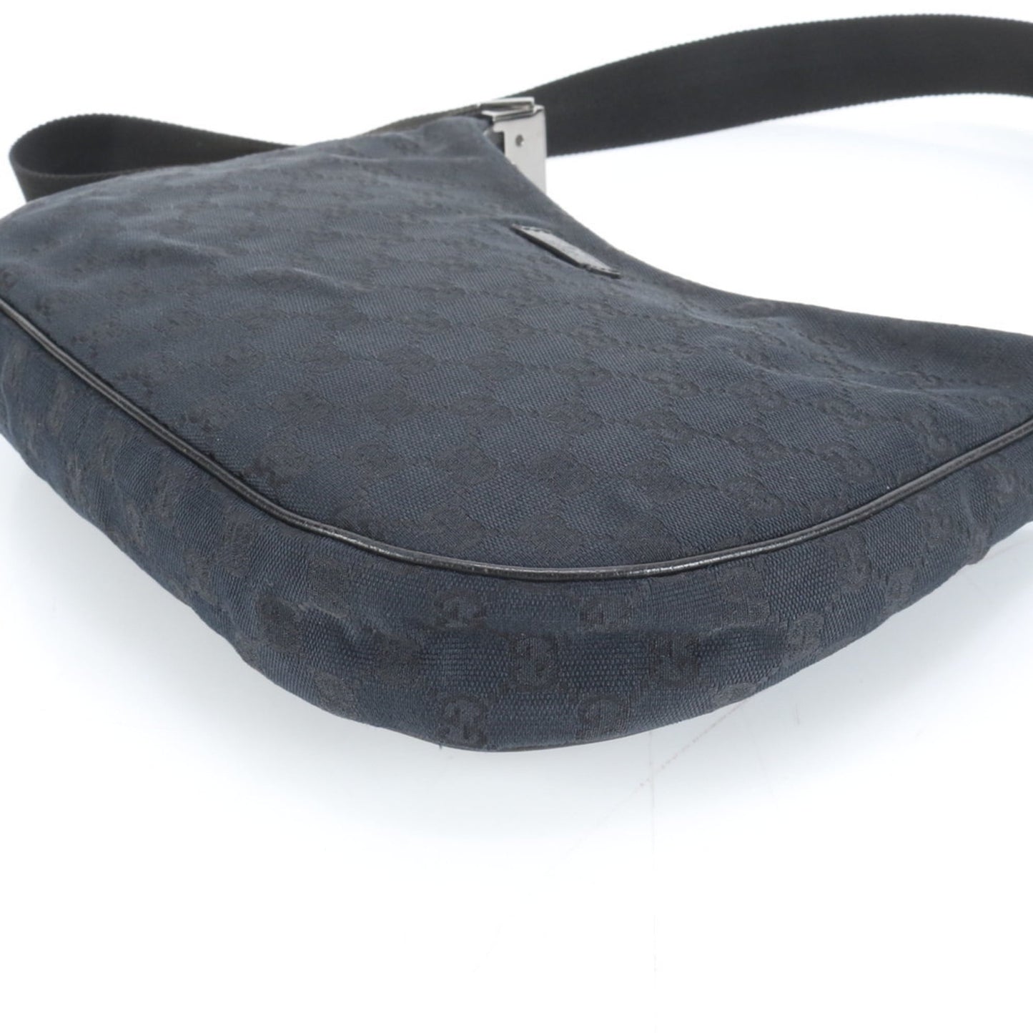 Gucci Black Leather Canvas Shoulder Bag