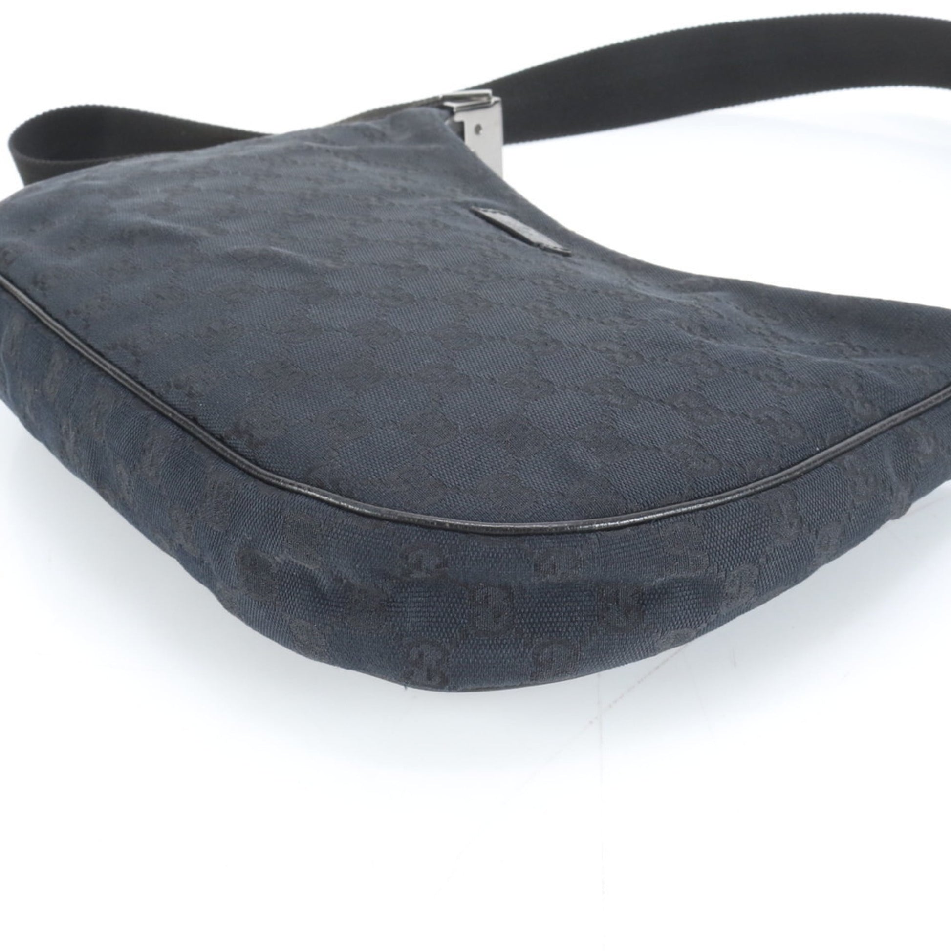 Gucci Black Leather Canvas Shoulder Bag