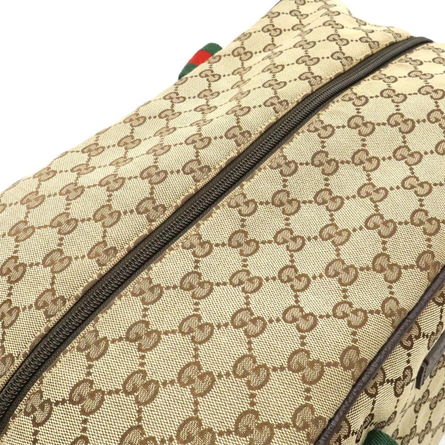 Gucci Beige Green Red Color Canvas Leather Boston Bag Shoulder Bag