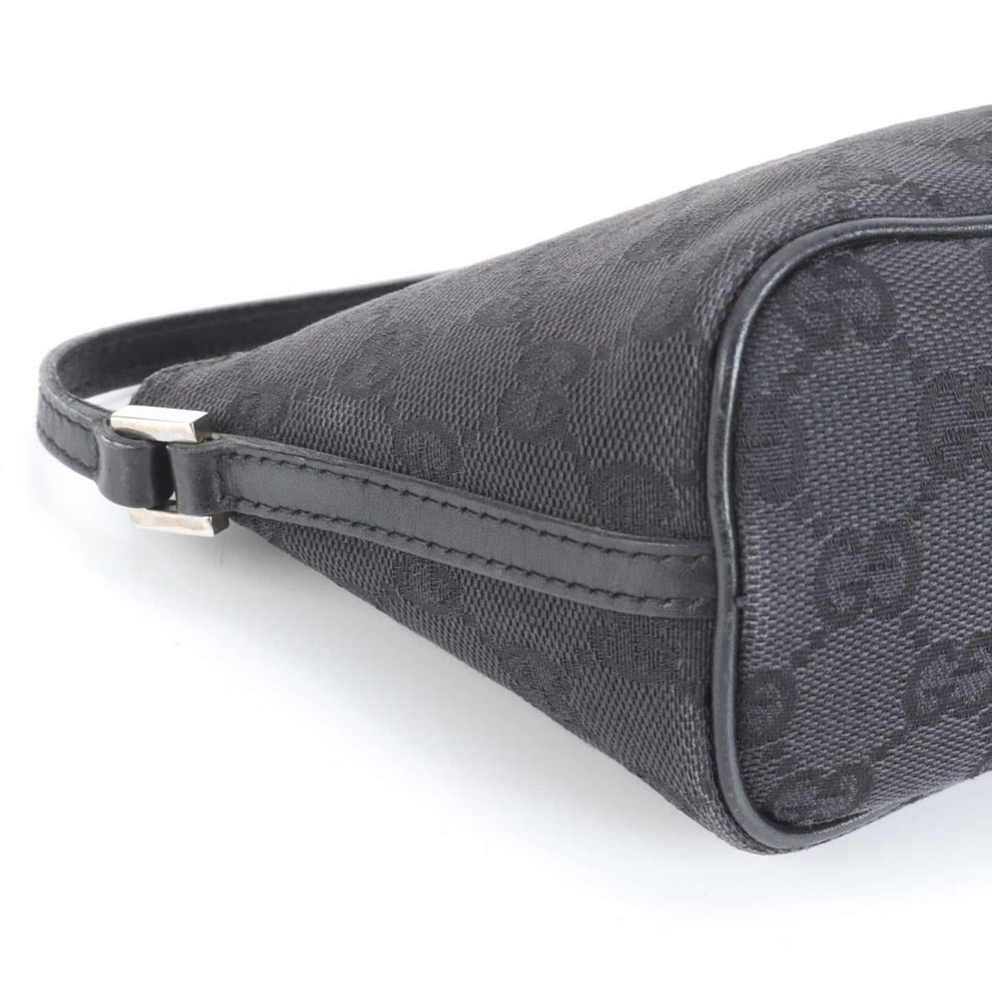 Gucci Black Leather Canvas Pouch Shoulder Bag