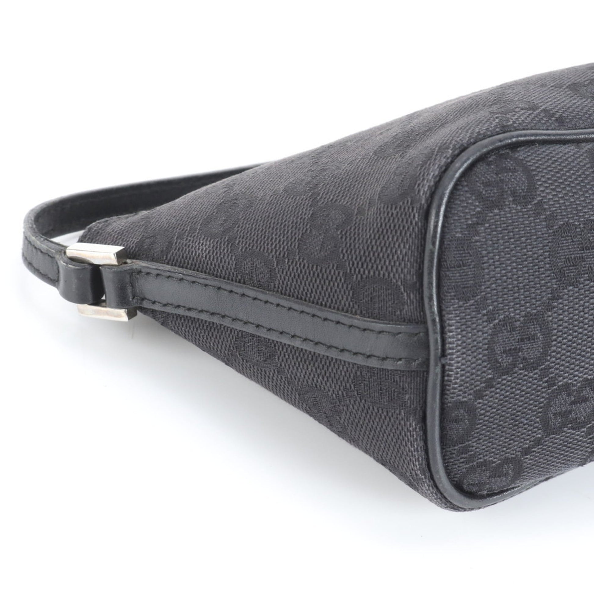 Gucci Black Leather Canvas Pouch Shoulder Bag