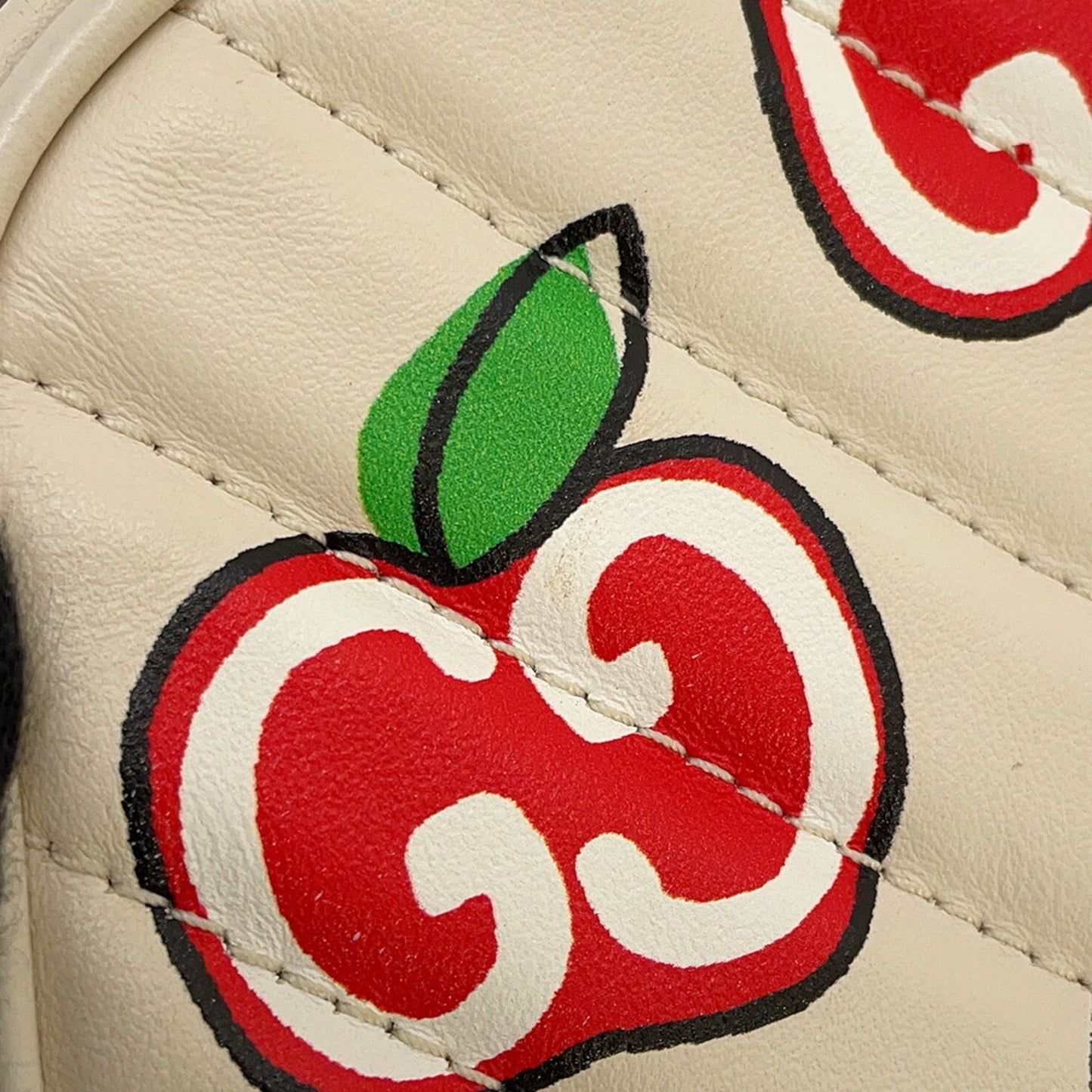 Gucci Beige Red Color White Leather Shoulder Bag