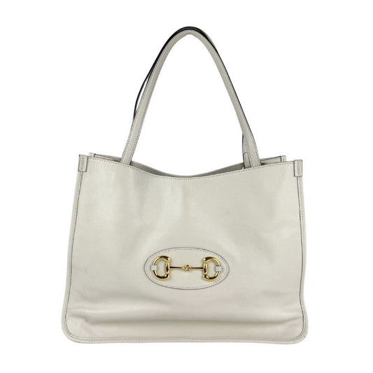 Gucci Horsebit Ivory Leather Shoulder Bag