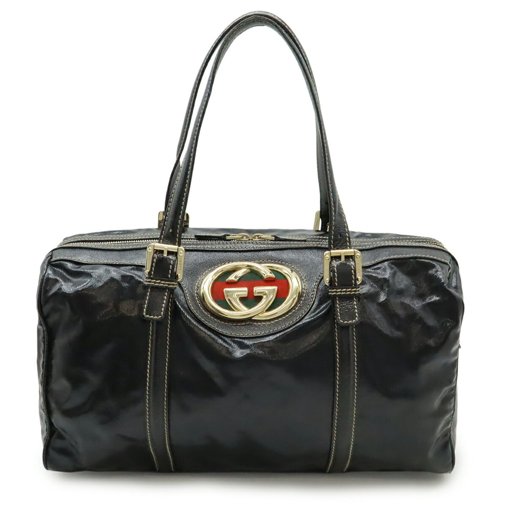 Gucci Black Coated Canvas Handbag