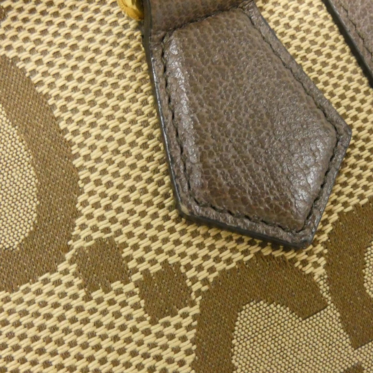 Gucci Brown Camel Gg Canvas Leather Handbag