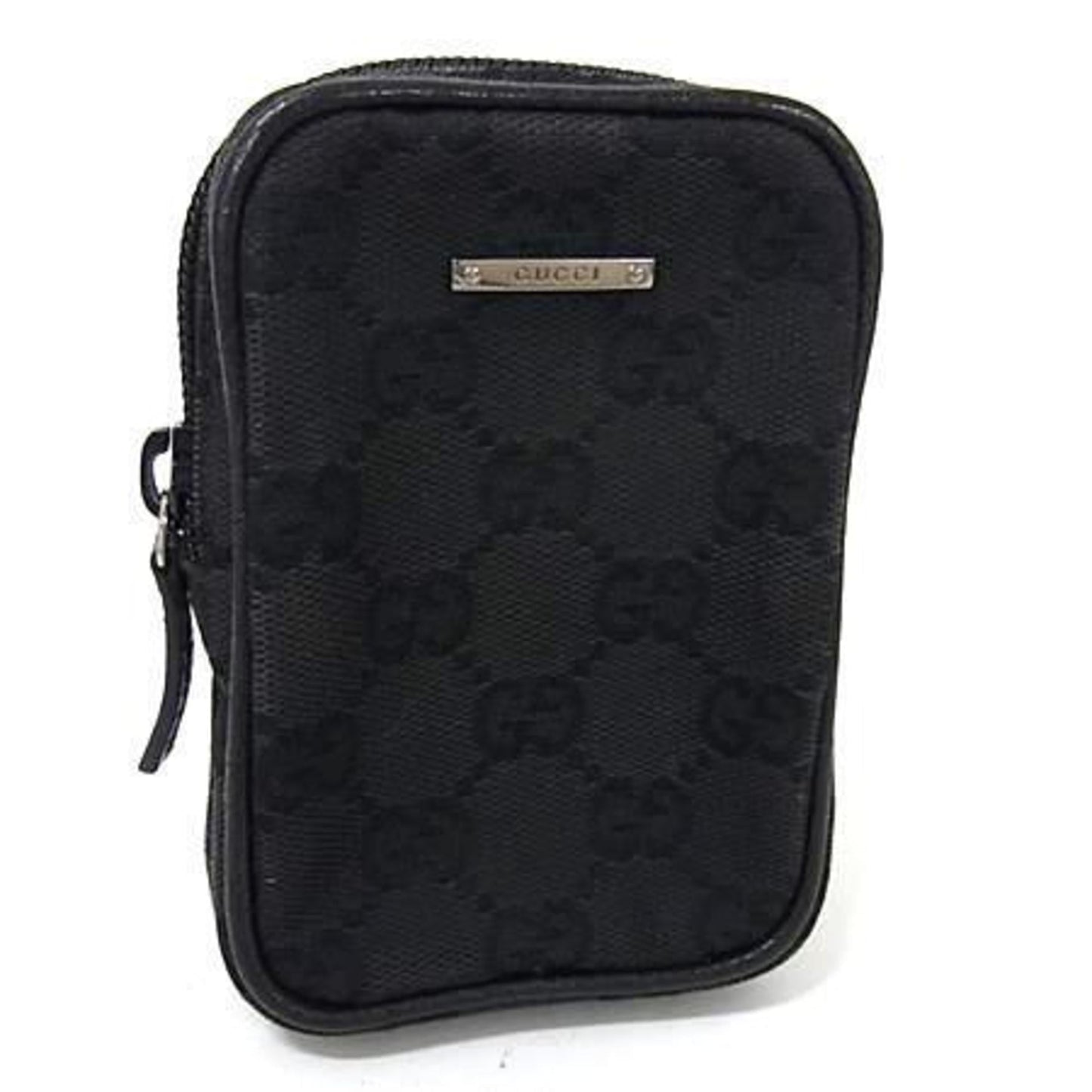 Gucci Black Canvas Leather Pouch
