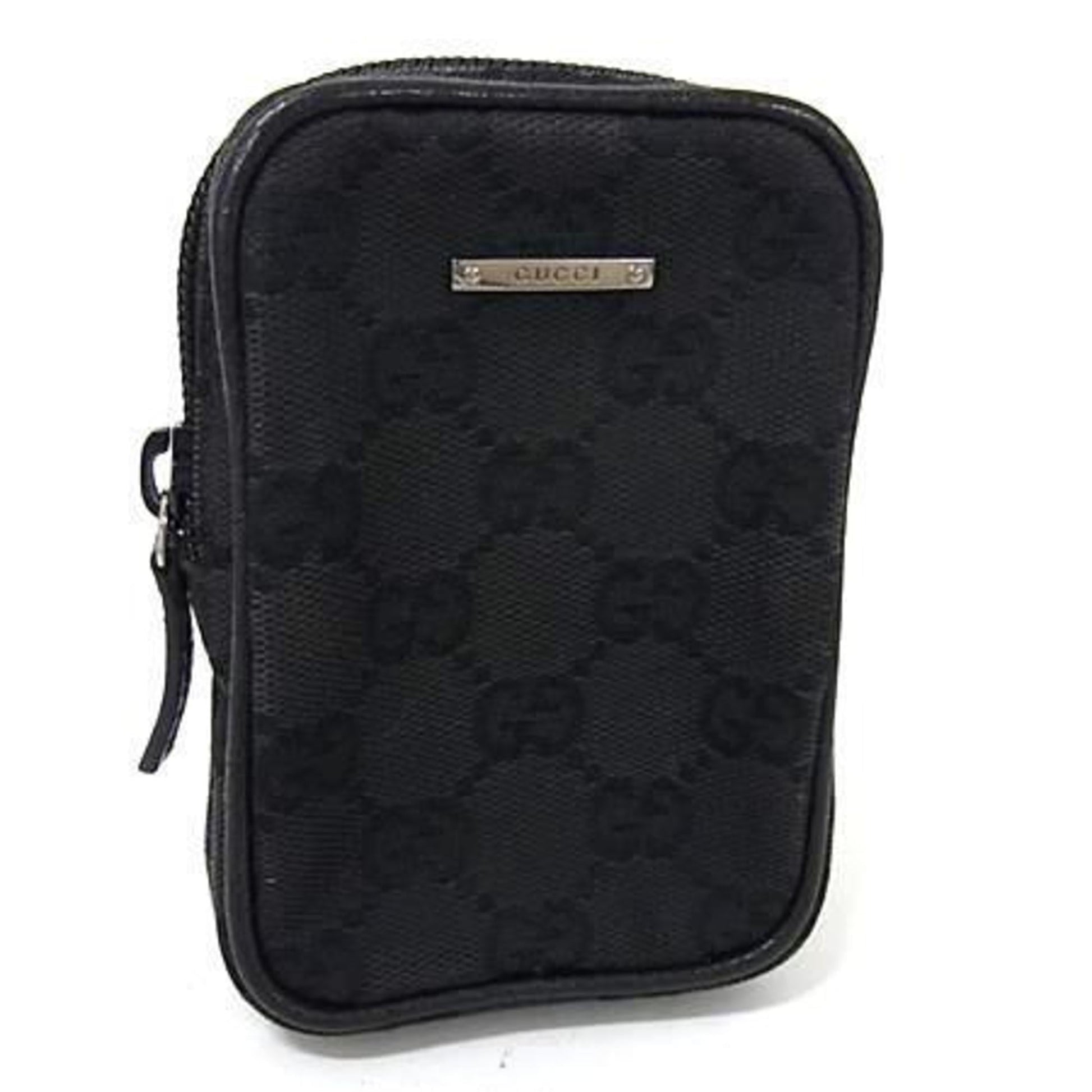 Gucci Black Canvas Leather Pouch