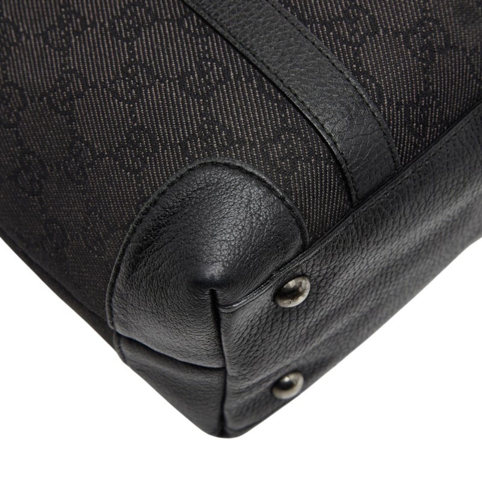 Gucci Black Canvas Leather Handbag Tote Bag