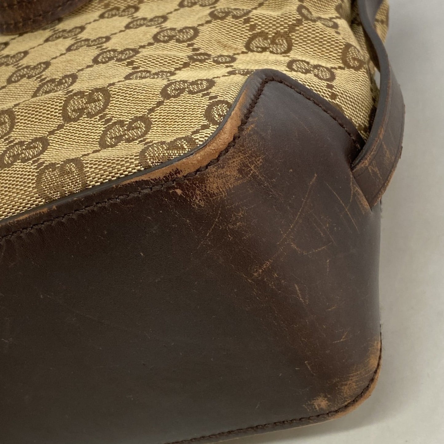 Gucci Beige Brown Canvas Handbag