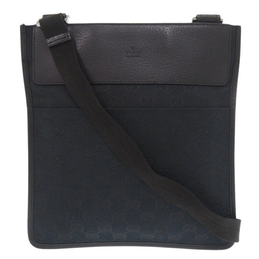 Gucci Black Gg Canvas Leather Shoulder Bag