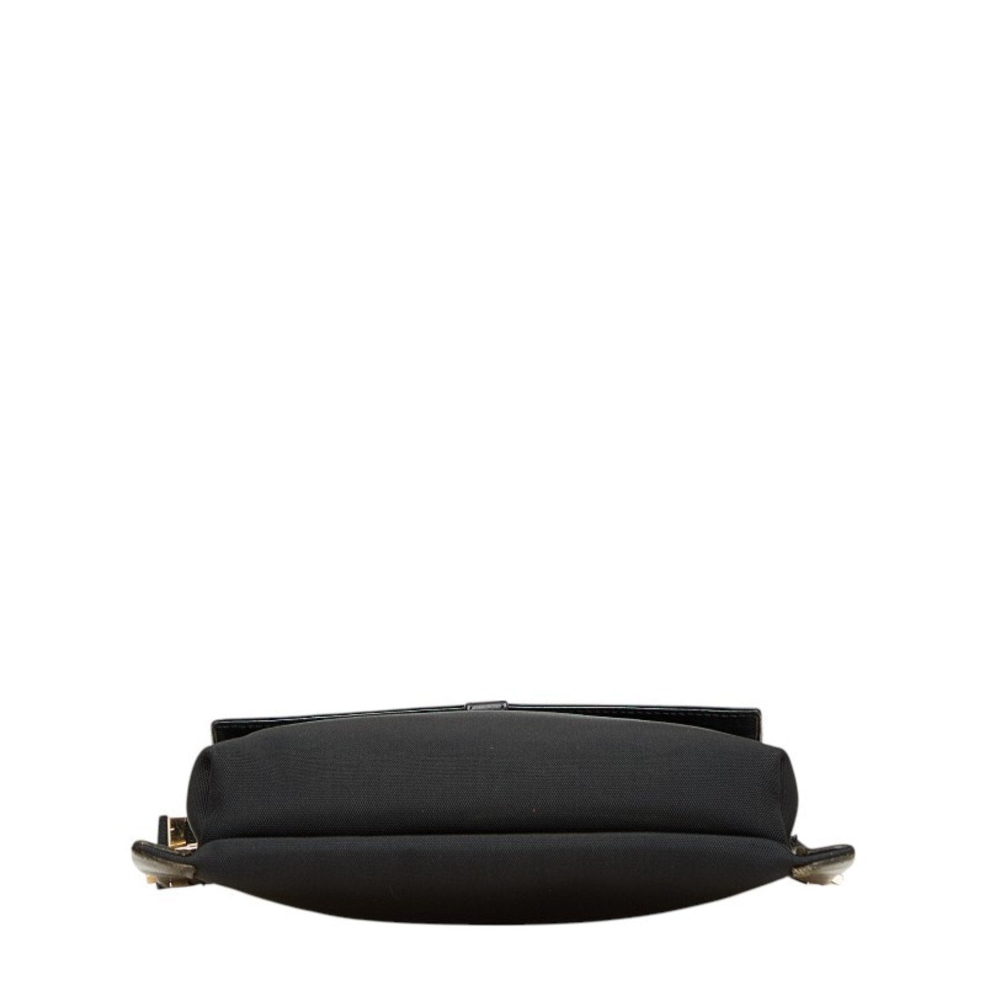 Gucci Black Leather Nylon Canvas Shoulder Bag