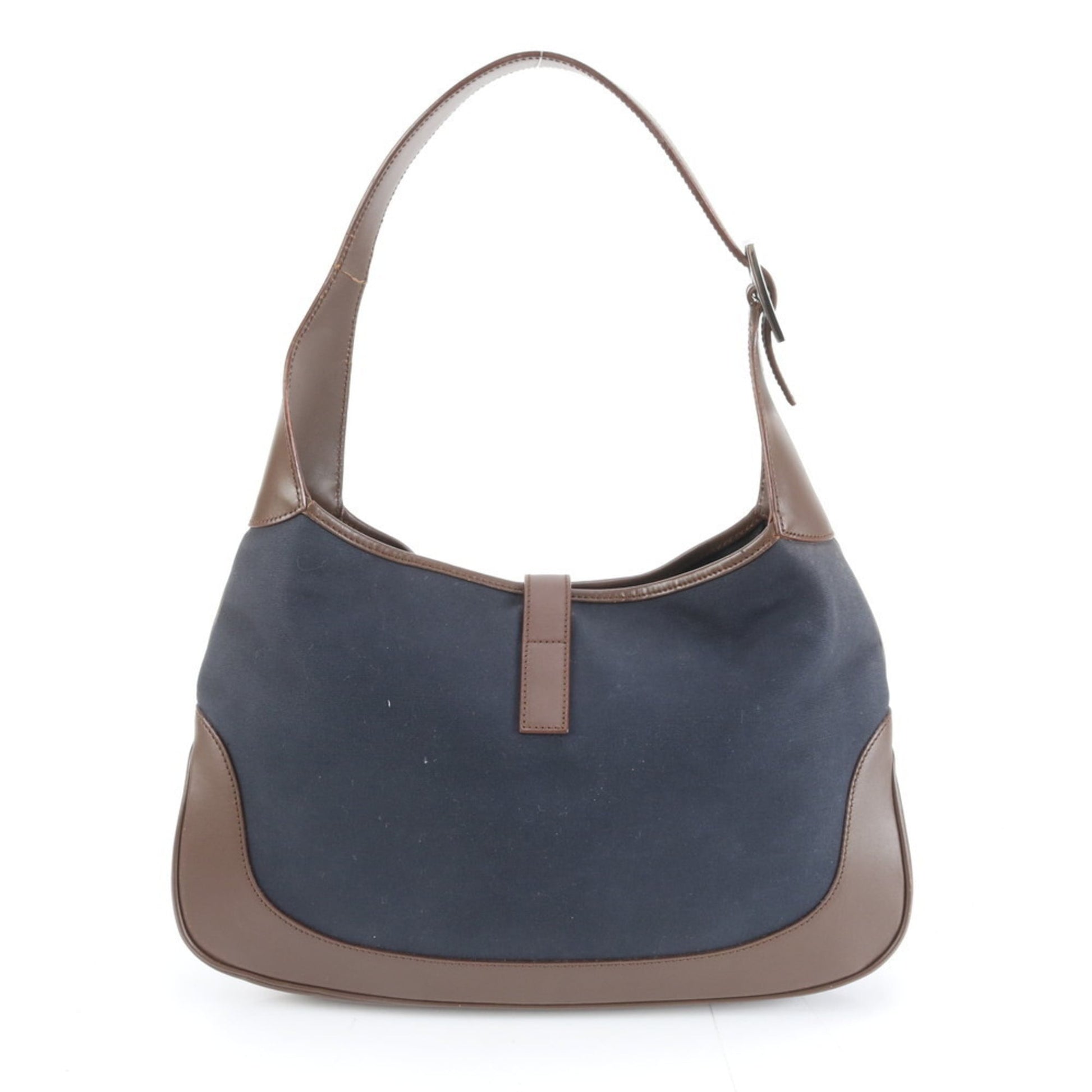 Gucci Brown Navy Leather Canvas Handbag Shoulder Bag