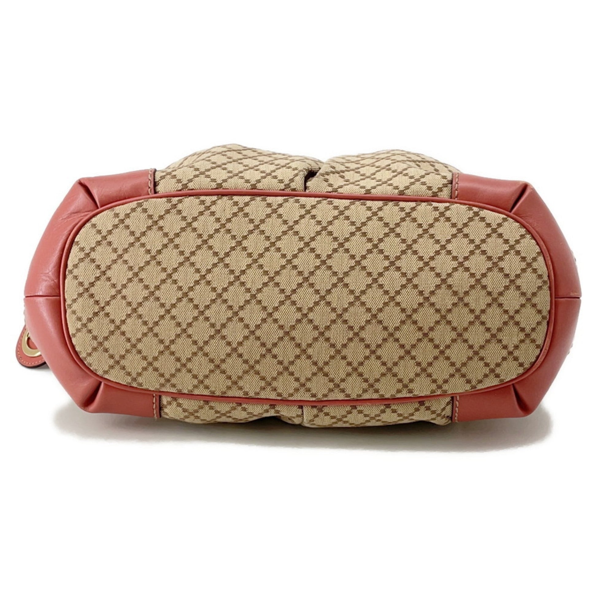 Gucci Diamante Pink Beige Canvas Leather Handbag Shoulder Bag